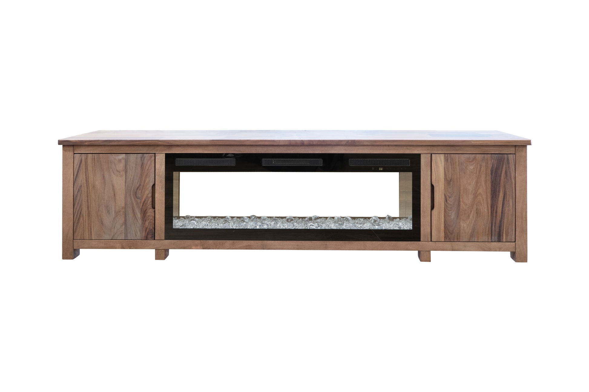 International Furniture Direct Natural Parota - 93" Electric Fireplace - Dark Brown | Meri Furniture