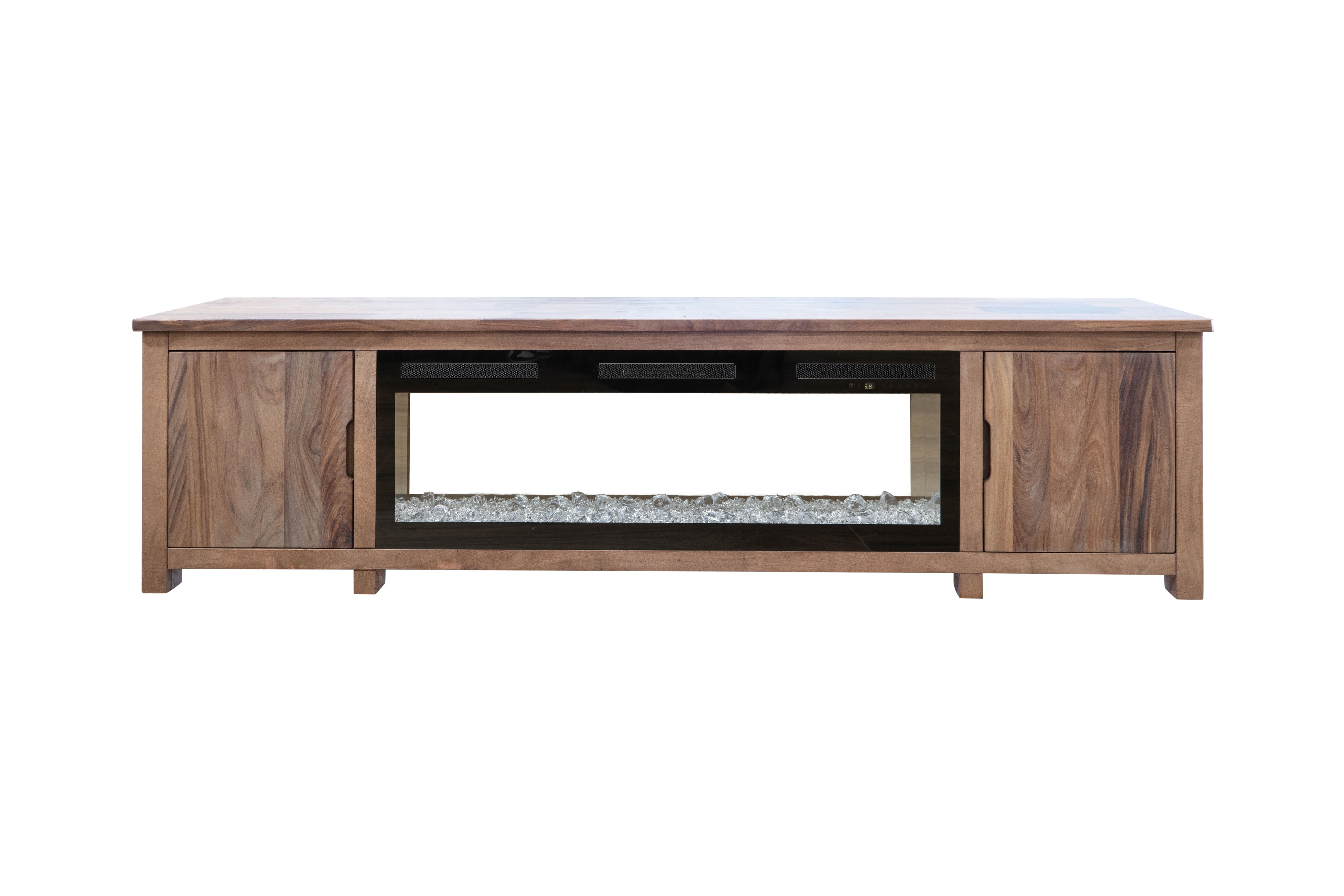International Furniture Direct Natural Parota - 93" Electric Fireplace - Dark Brown | Meri Furniture