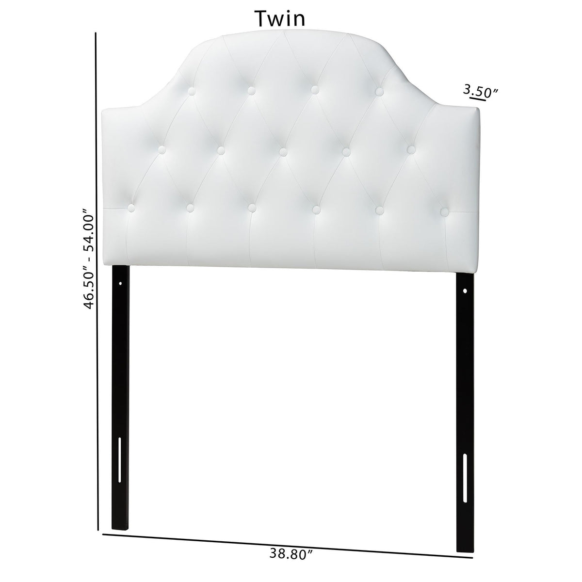 Morris Modern and Contemporary White Faux Leather Upholstered Button-Tufted Scalloped Twin Size Headboard
