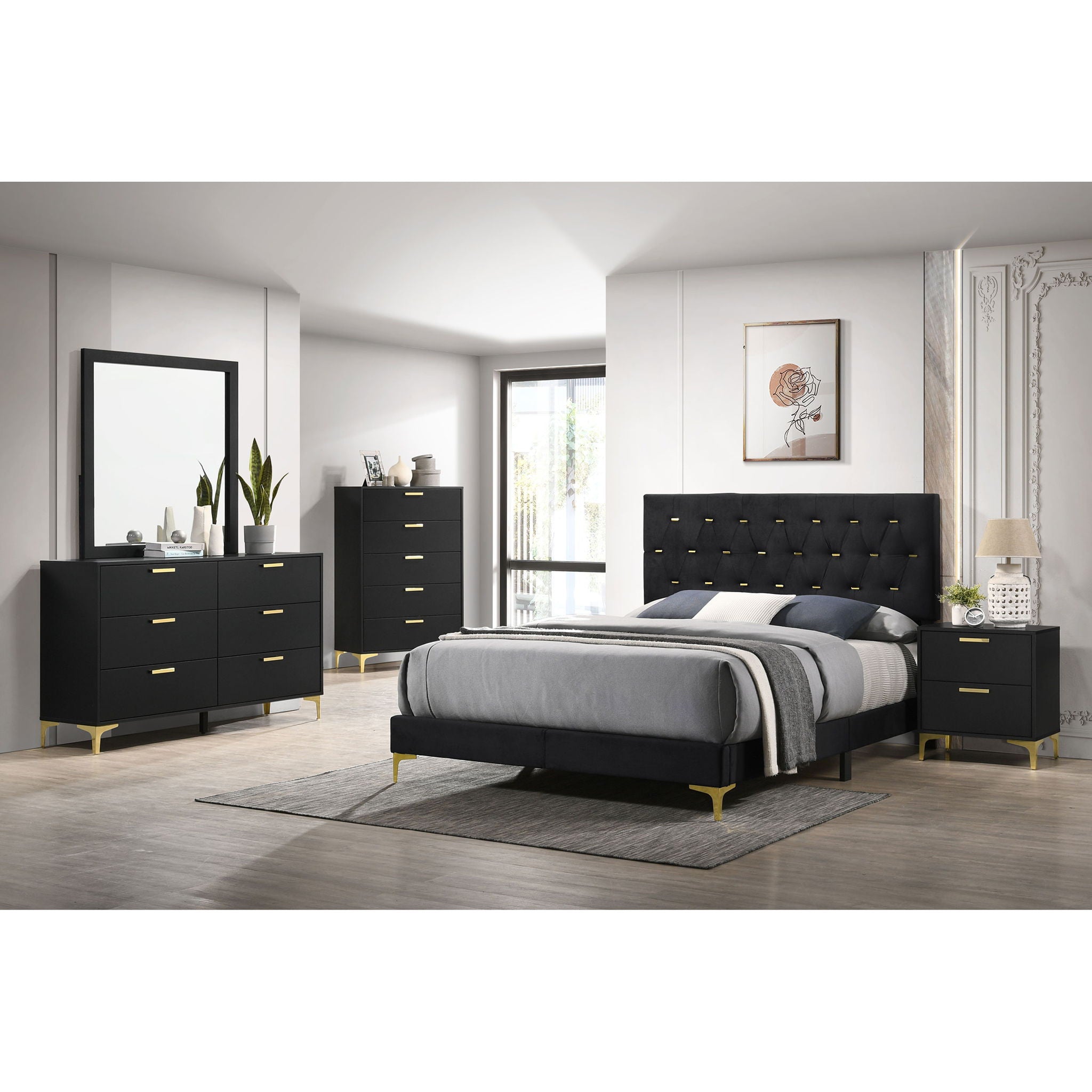 2 Drawer Rectangular Nightstand - Black