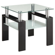 Coaster Fine Furniture Dyer - 1-Shelf Square Glass Top Side End Table - Black | Meri Furniture