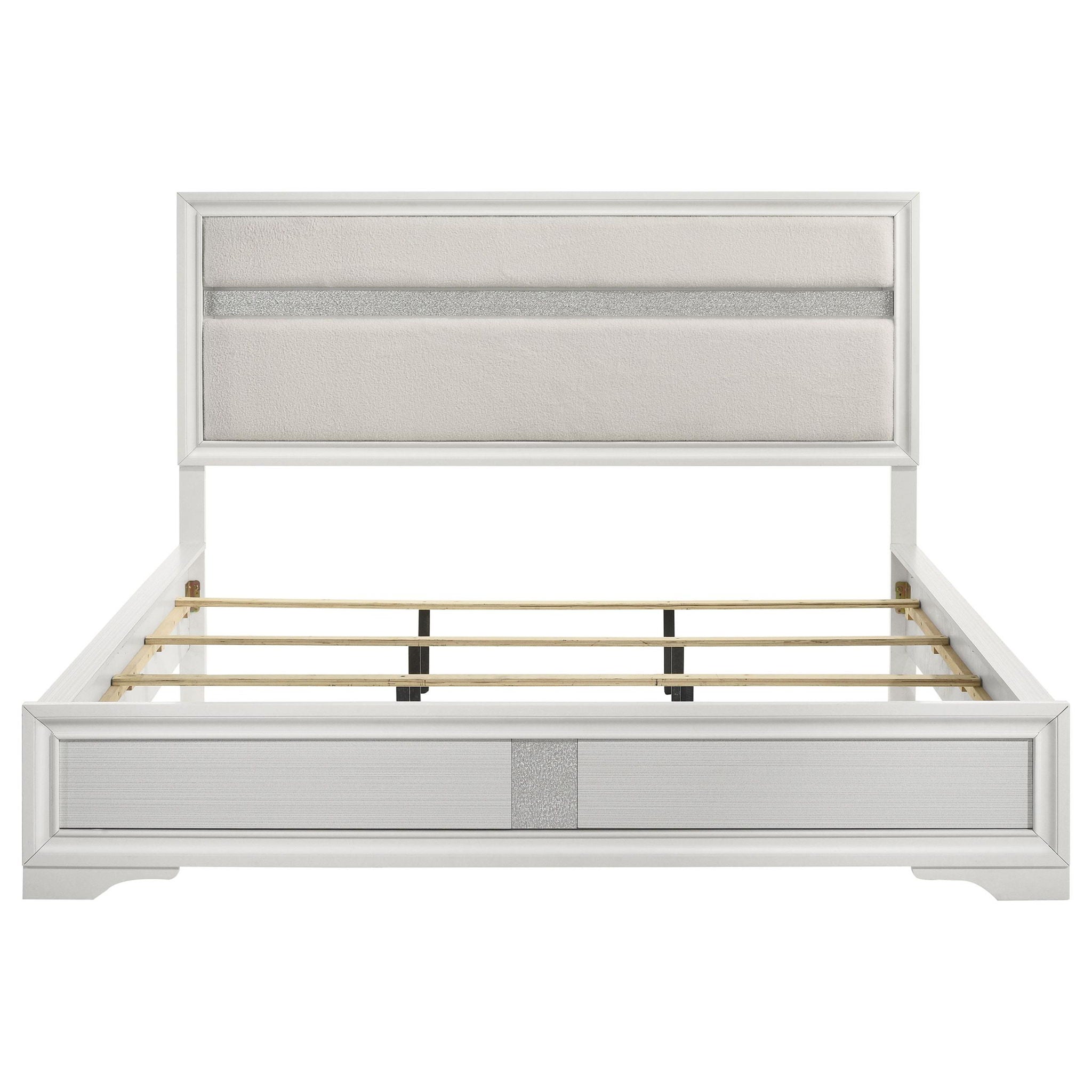 Miranda 54-inch Upholstered California King Panel Bed White
