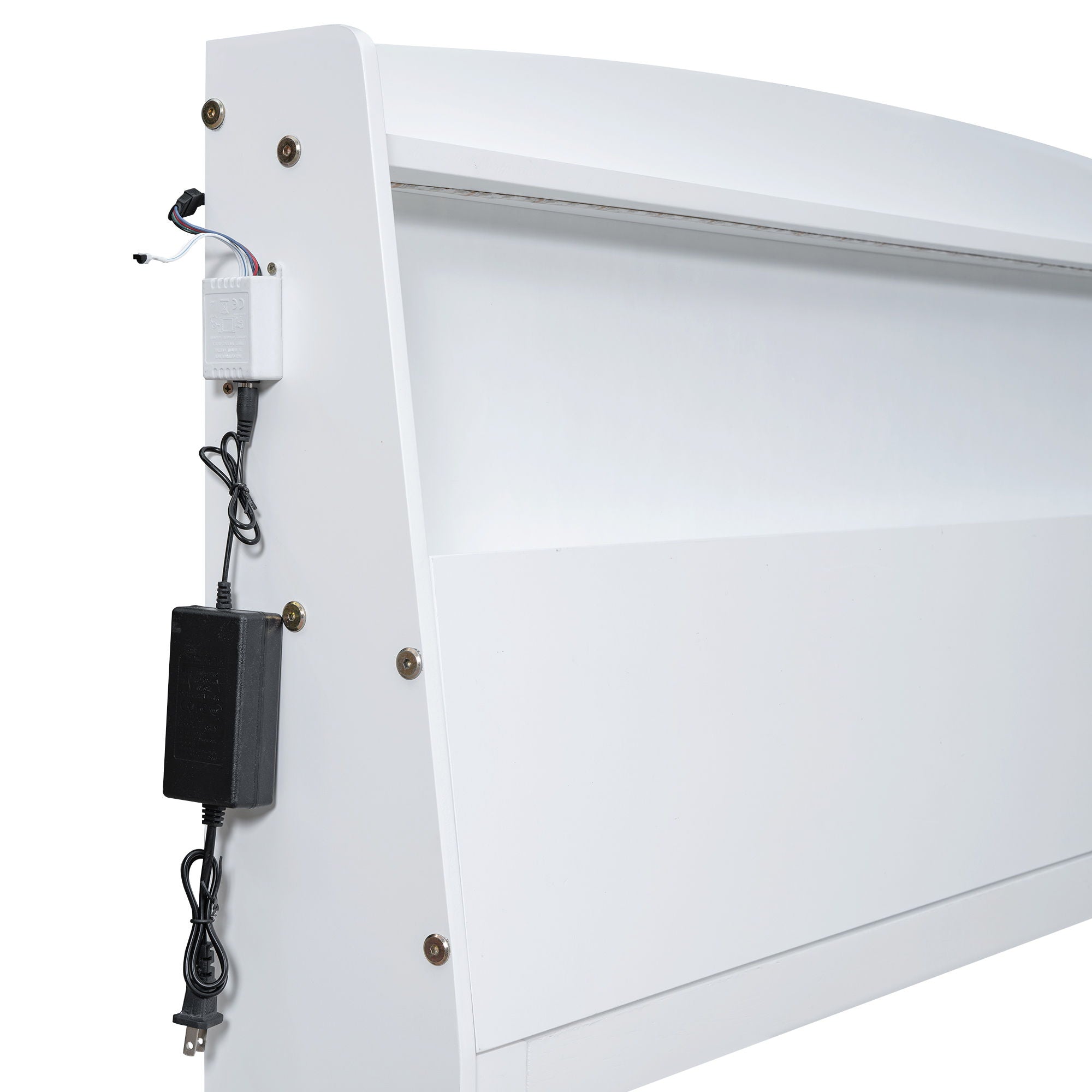 Full Size Platform Bed With Storage LED Headboard, Twin Trundle And 3 Drawers - White