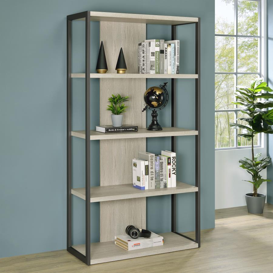 Coaster Fine Furniture Loomis - 72" 4-Shelf Bookshelf - Whitewashed Gray | Meri Furniture