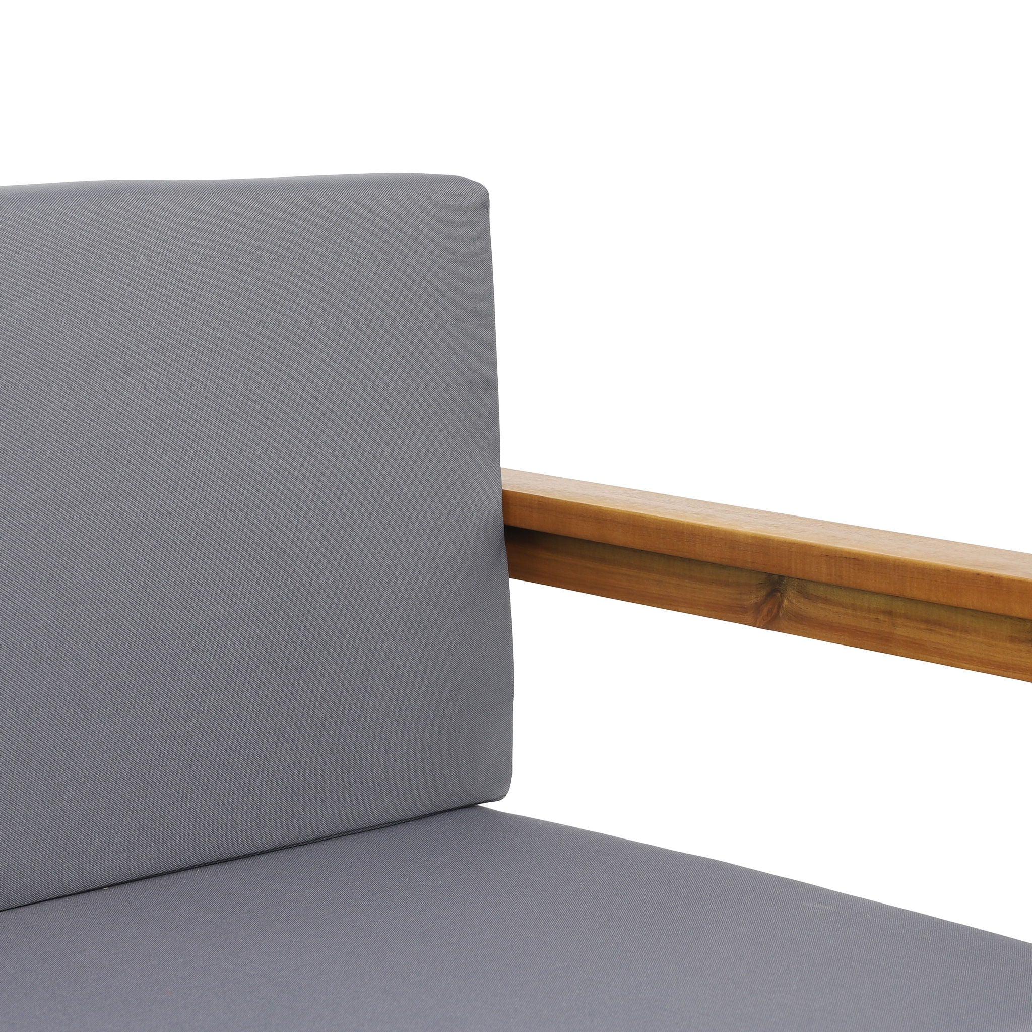 Outdoor 3 Seater Sofa With Cushion And Teak Acacia Wood - Dark Gray