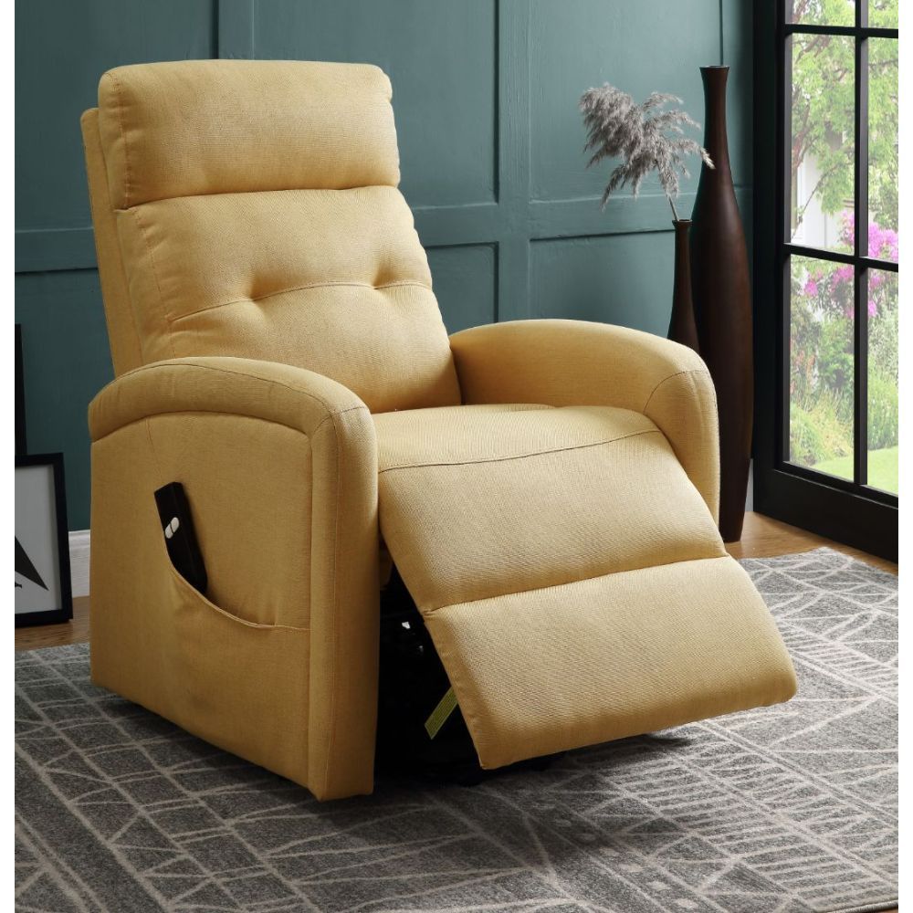 ACME Newat - Recliner - Yellow Linen | Meri Furniture