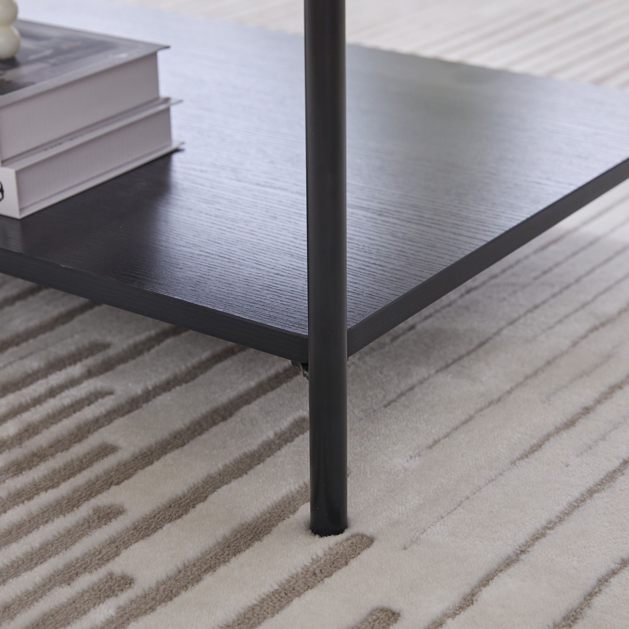 Upholstered Ottoman Coffee Table Foot Rest With Open Storage