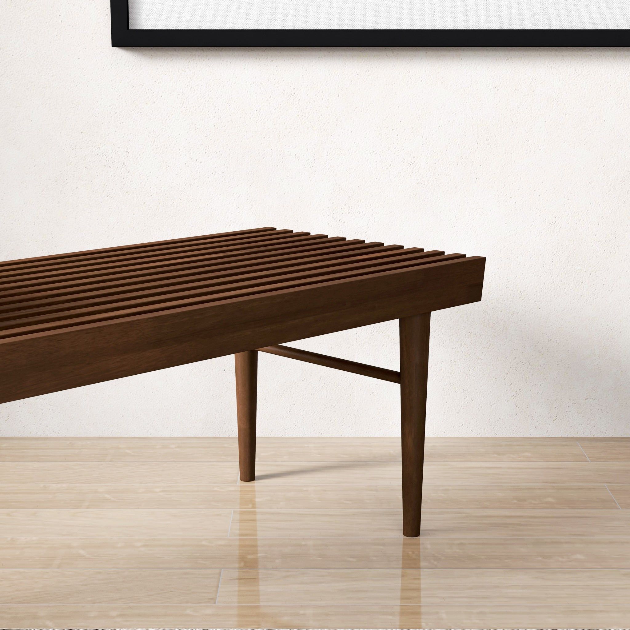 Mia - Mid-Century Modern Bench - Dark Brown