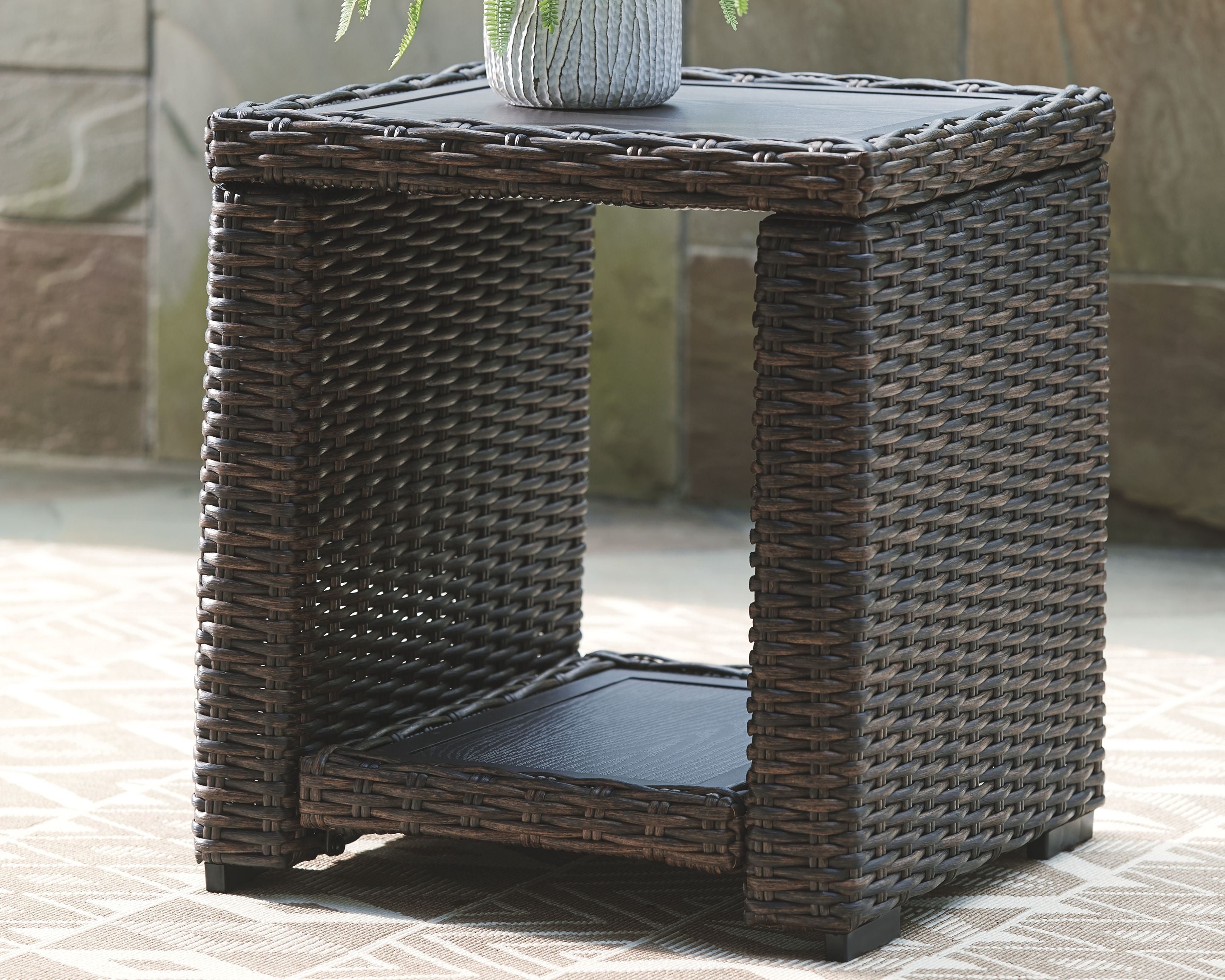 Ashley Furniture Grasson - Brown - Square End Table | Meri Furniture