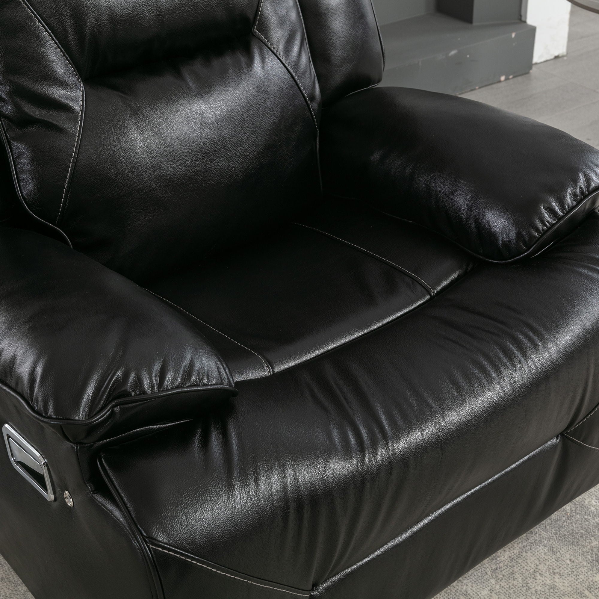 2 Seater Home Theater Recliner Manual Recliner Chair With A LED Light Strip Two Cup Holders And A Storage Box For Living Room
