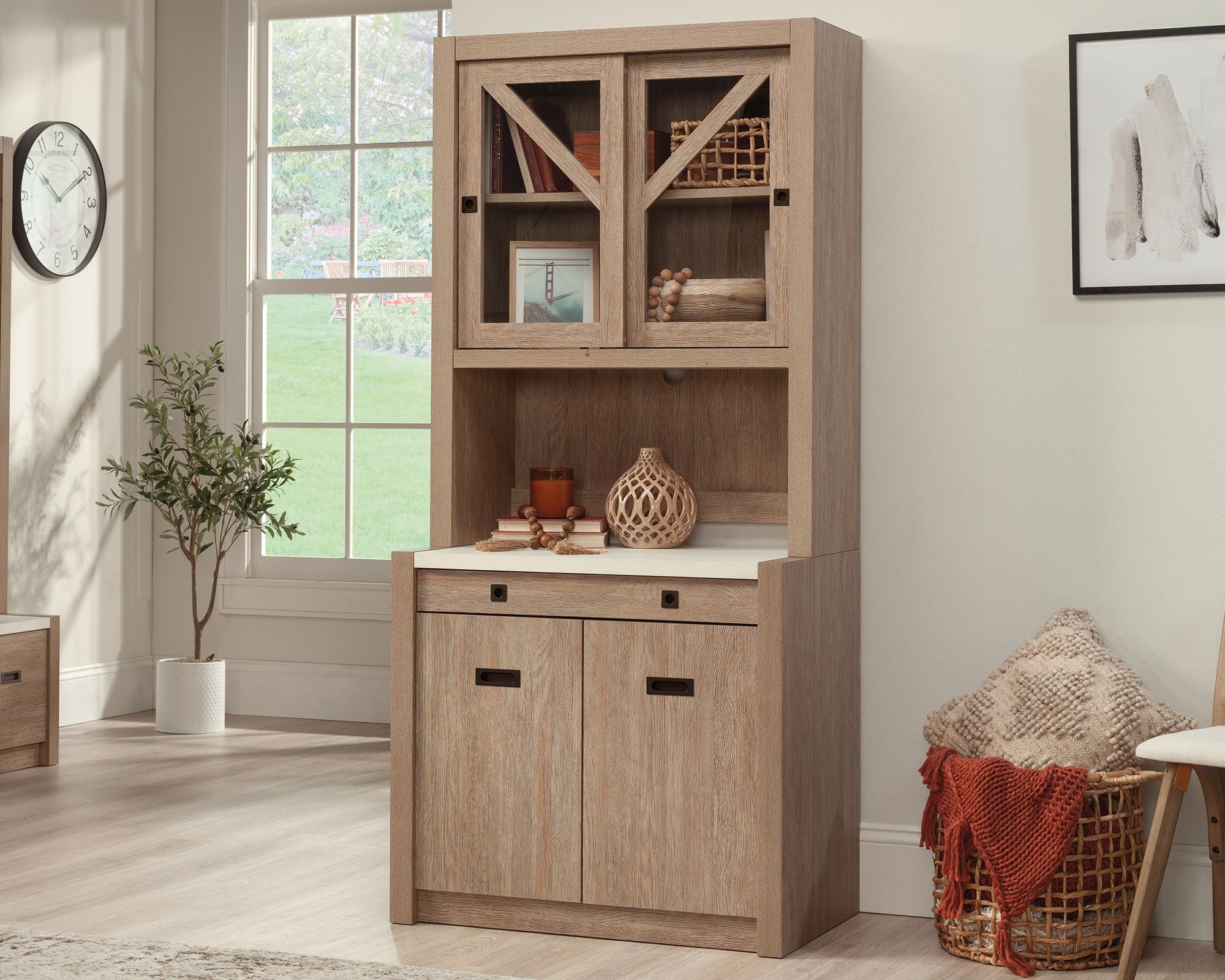 2-Door Base Cabinet & Library Hutch Bundle
