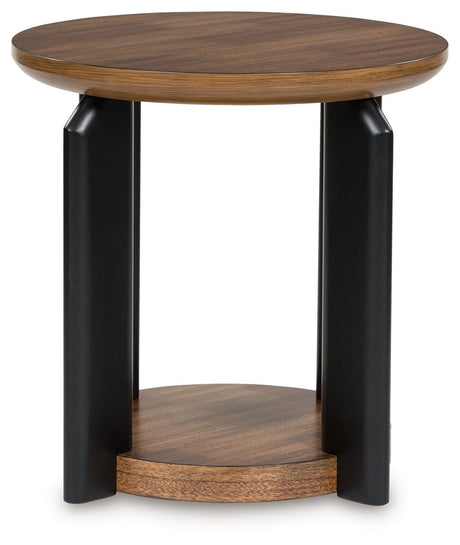 Kraeburn - Brown / Black - Round End Table