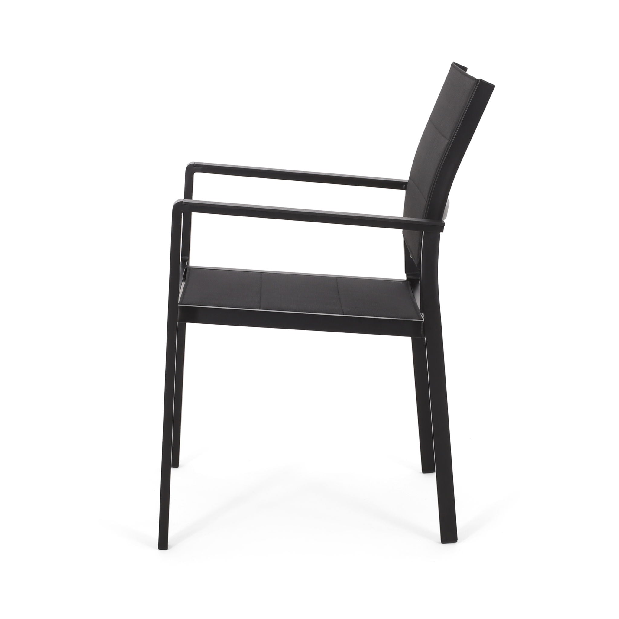 Baird - Outdoor Mesh And Aluminum Dining Chairs - Black