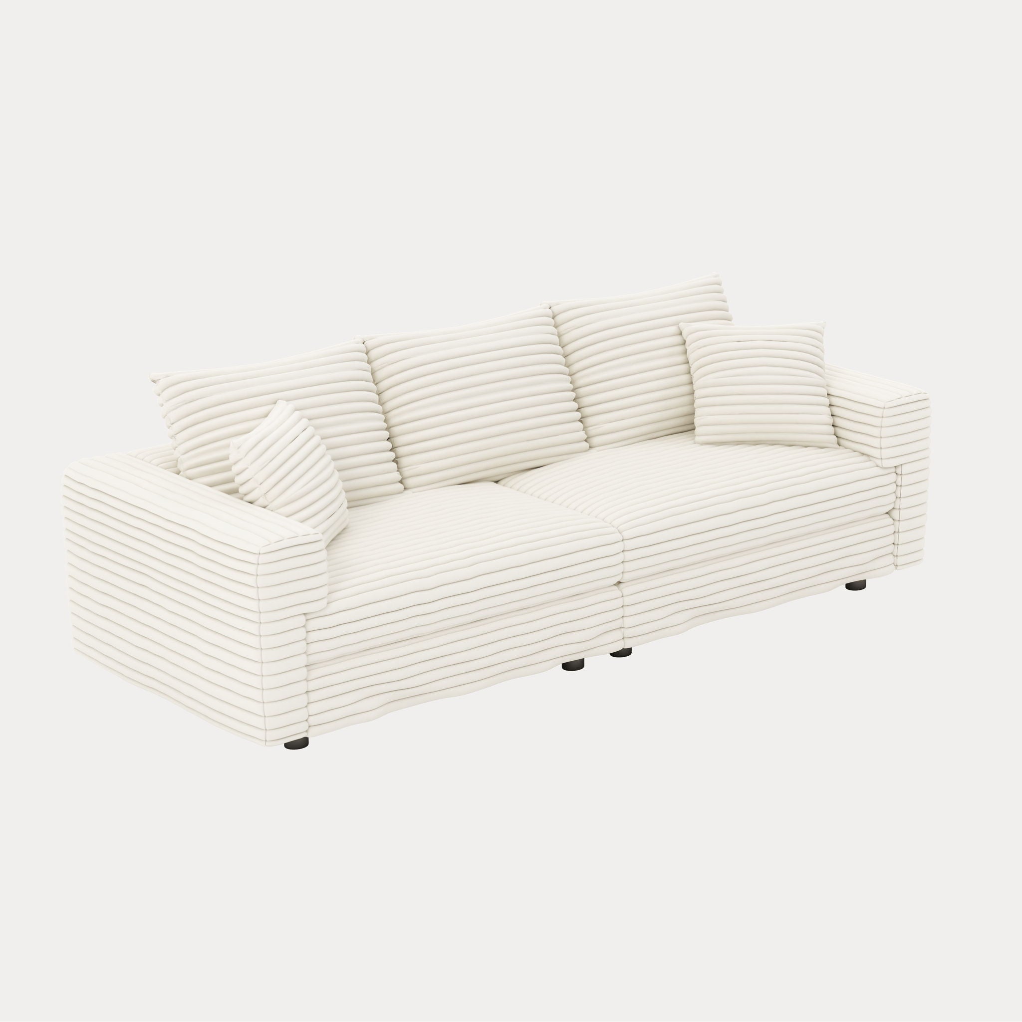 Plush Corduroy 4 Seat Sofa, Modern Comfy Upholstered Sofa Cloud Couch, Deep Seat Couches With Soft Pillows