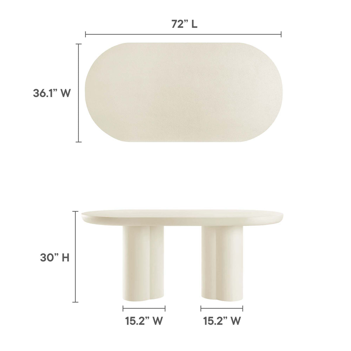 Caspian 72" Oval Concrete Dining Table by Modway