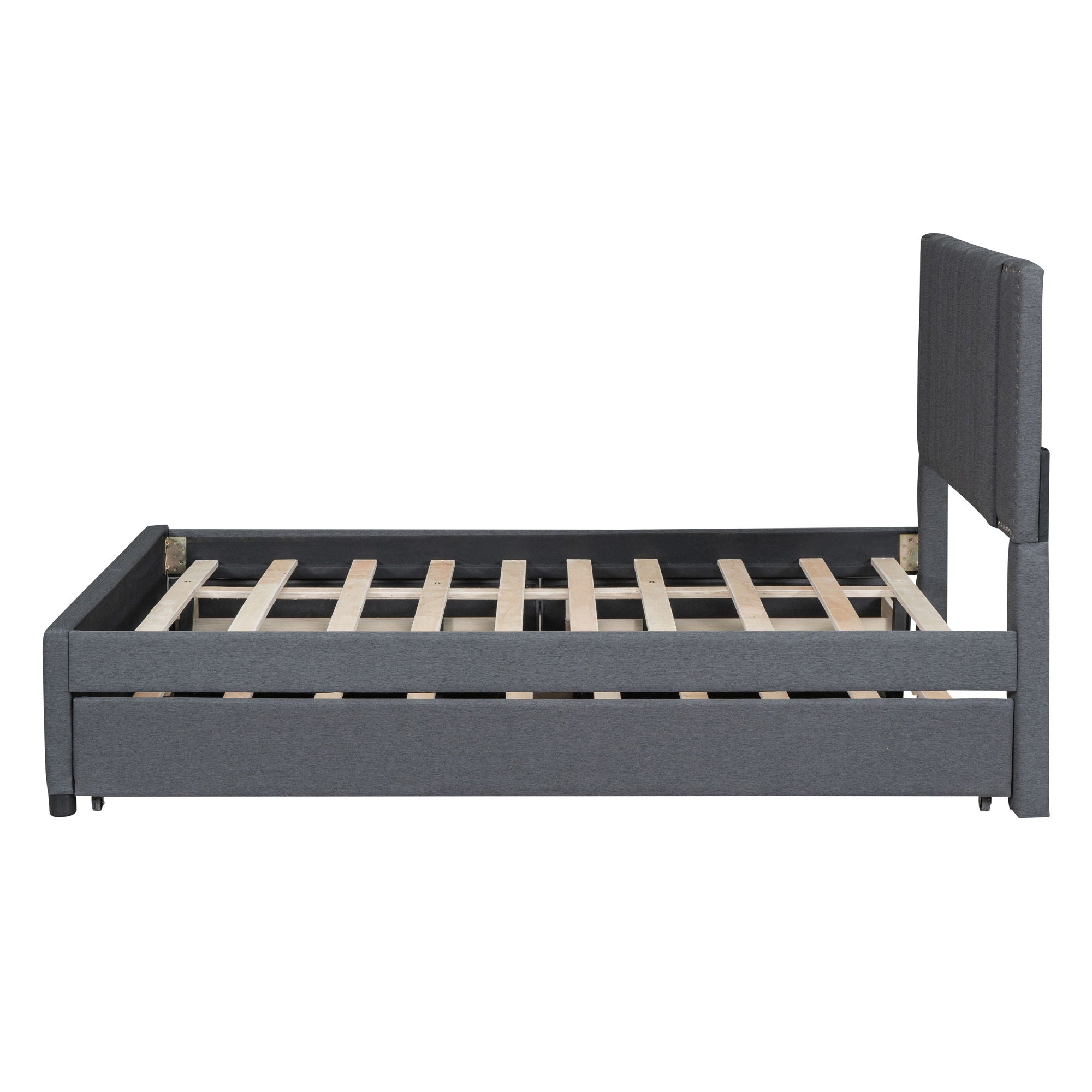 Upholstered Platform Bed With Drawers, Classic Headboard Design