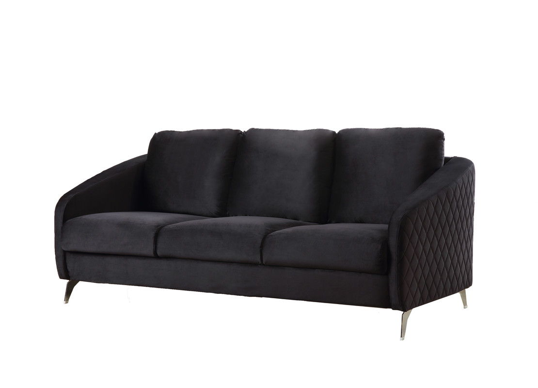 Sofia Black Velvet Fabric Sofa Loveseat Living Room Set