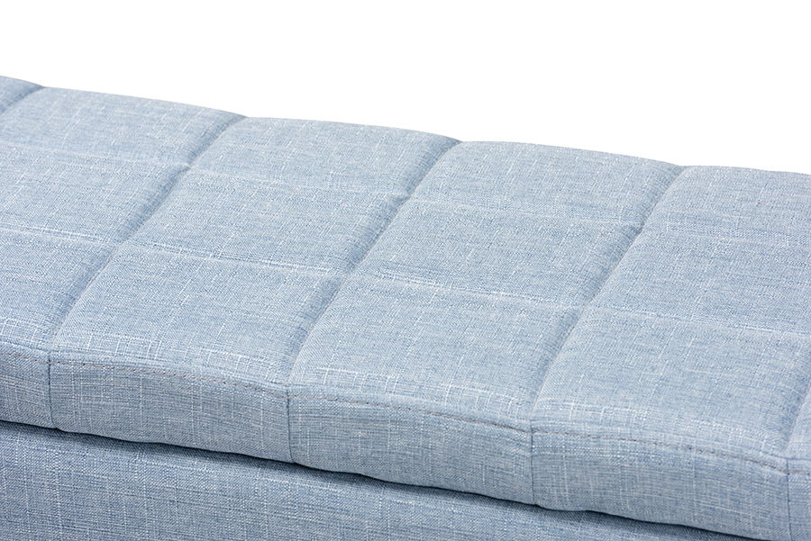 Fera Modern and Contemporary Light Blue Fabric Upholstered Storage Ottoman