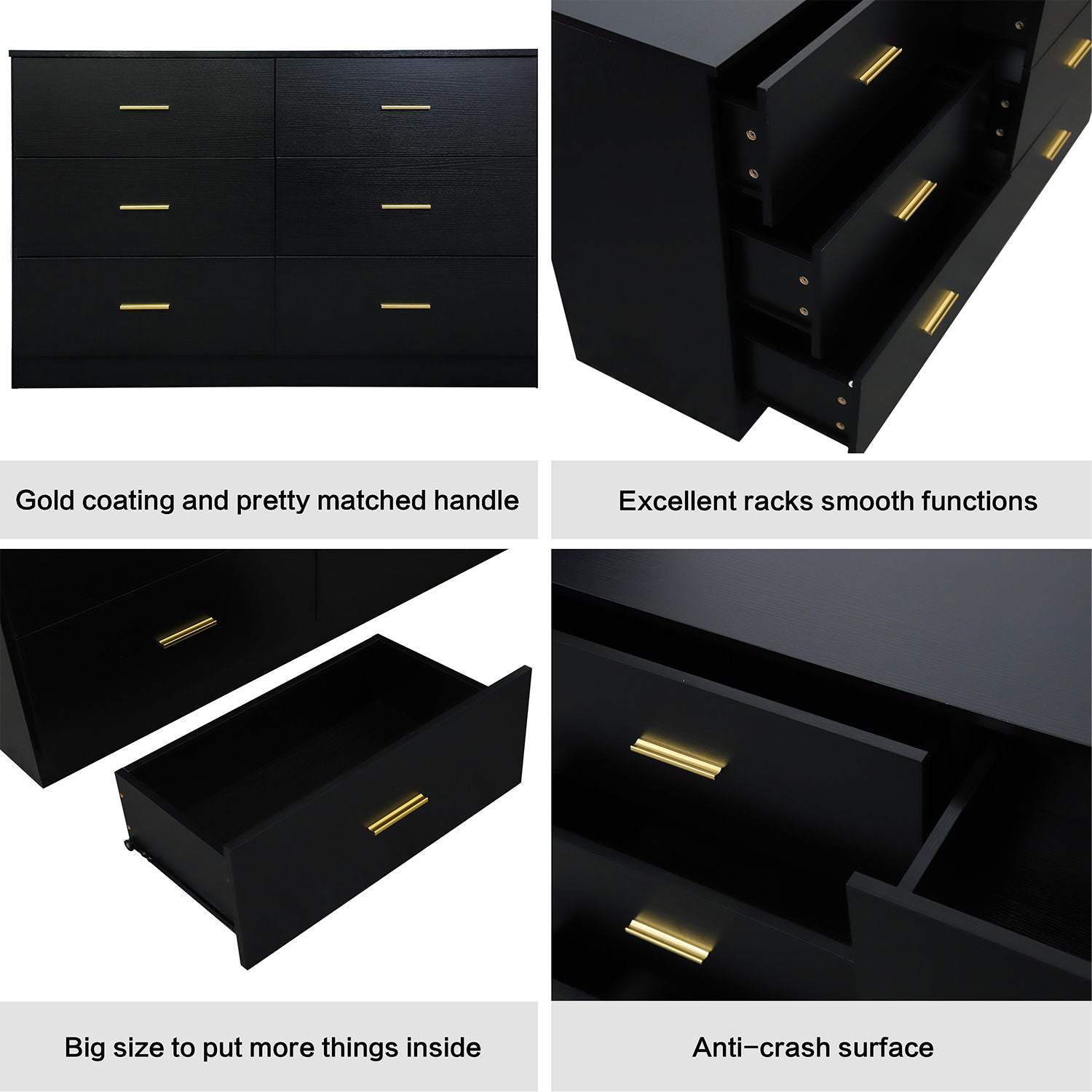 Modern Drawer Dresser For Bedroom, Ample Storage Wide Chest Of Drawers