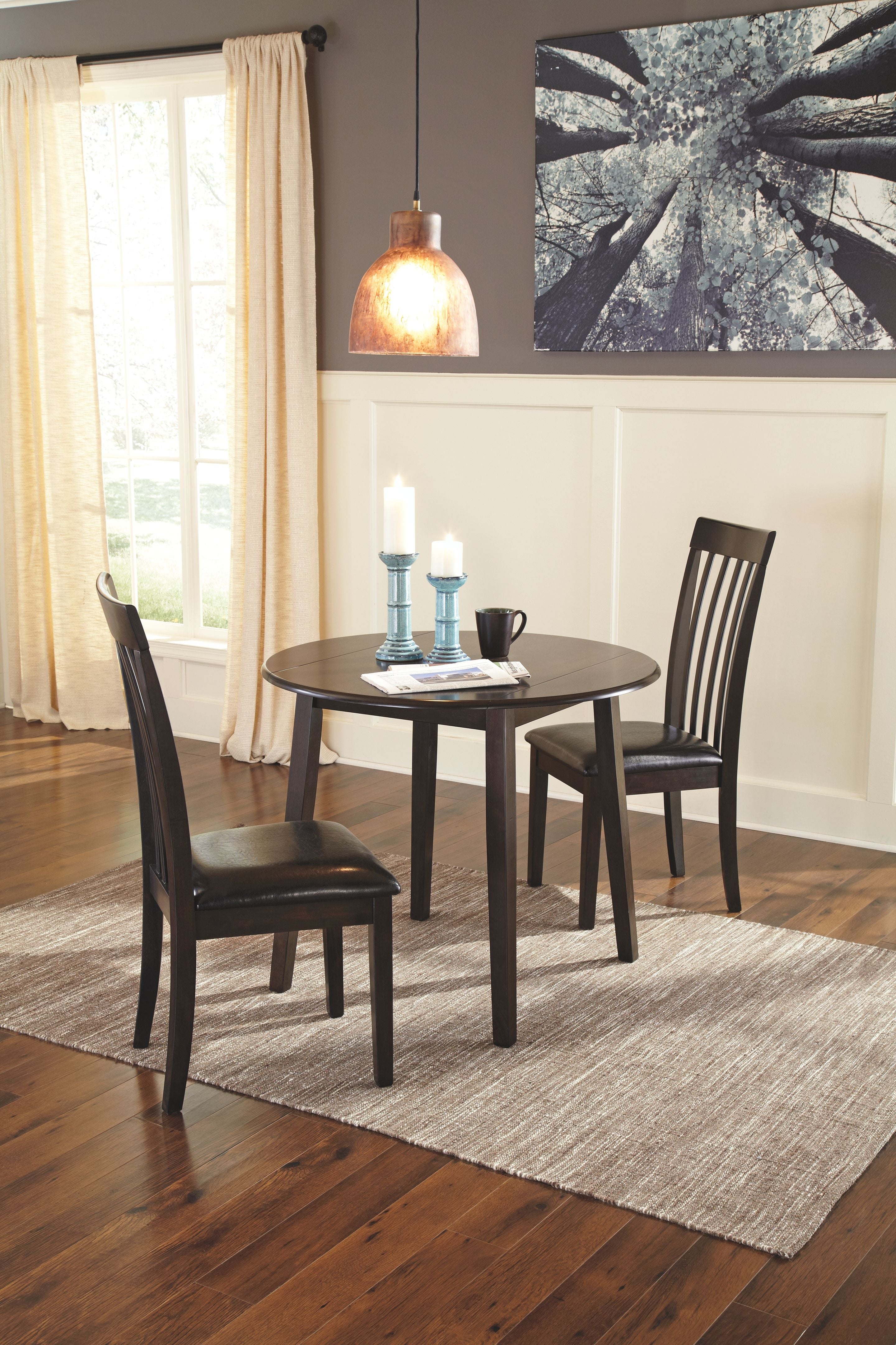 Signature Design by Ashley® Hammis - Dark Brown - Round Drm Drop Leaf Table | Meri Furniture