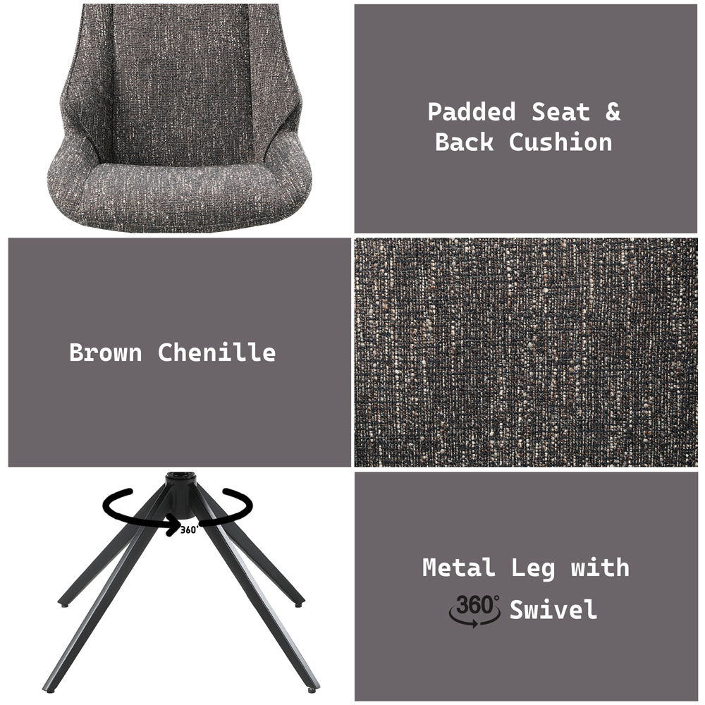 Malika - Side Chair With Swivel Set of 2) - Brown Chenille