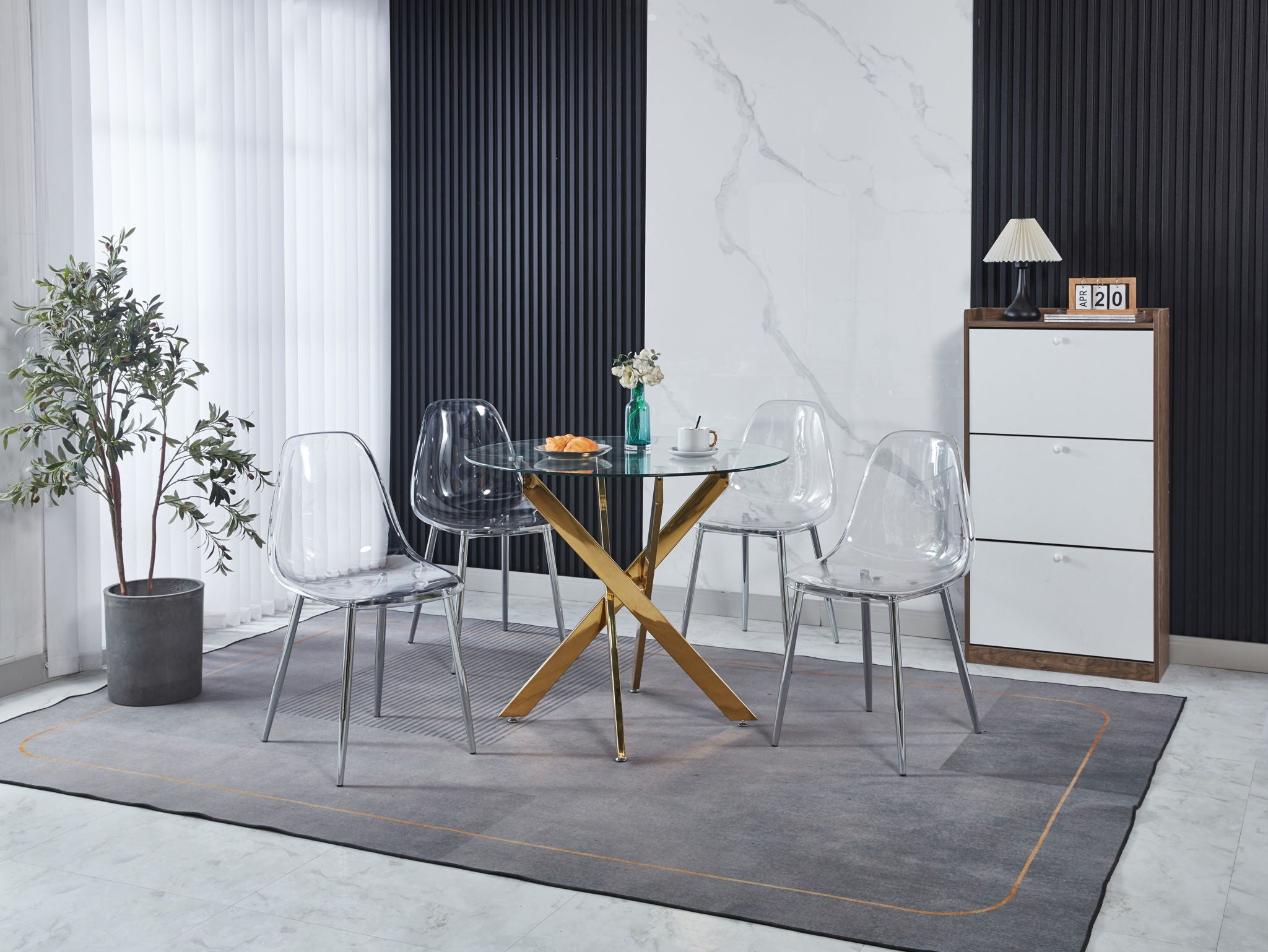 Transparent Plastic Seat Dining Chair (Set of 4)