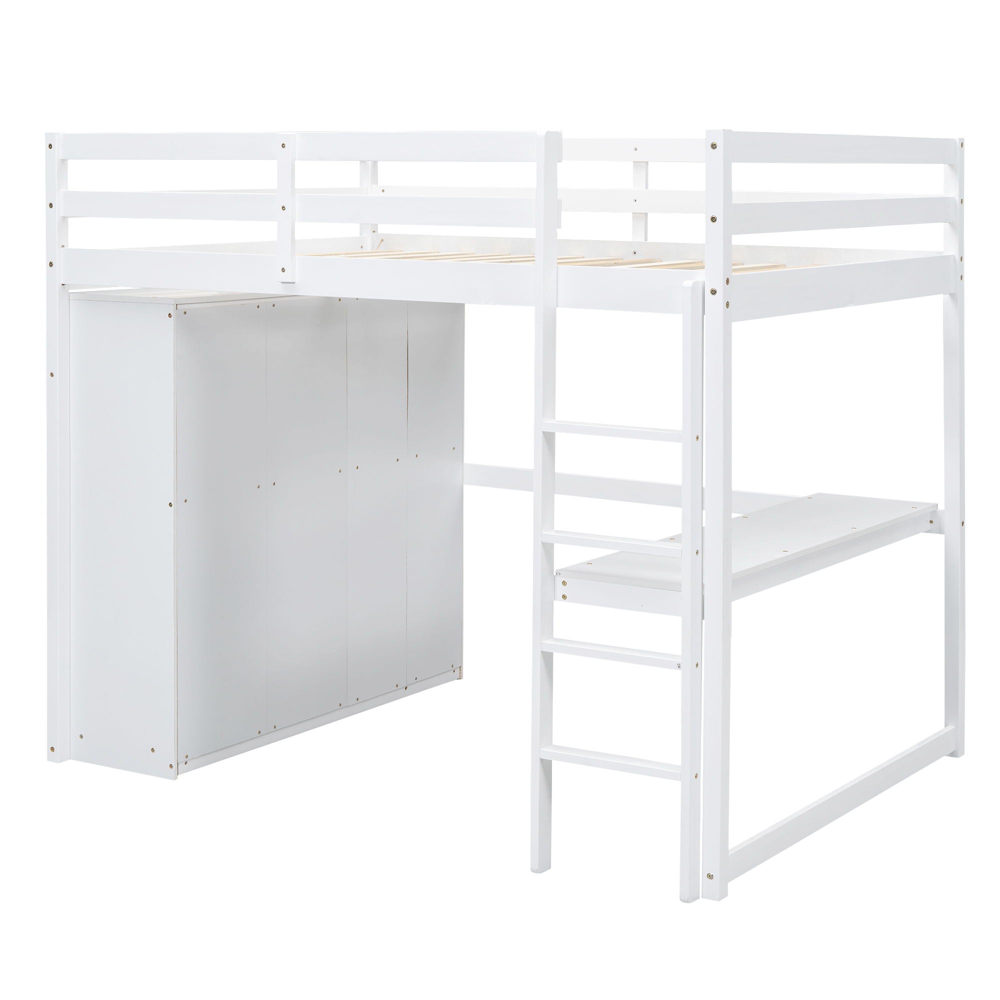 Loft Bed With Built In Wardrobe, Shelves And Drawers