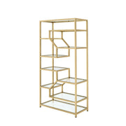 ACME Lecanga- Bookshelf - Gold & Clear Glass | Meri Furniture