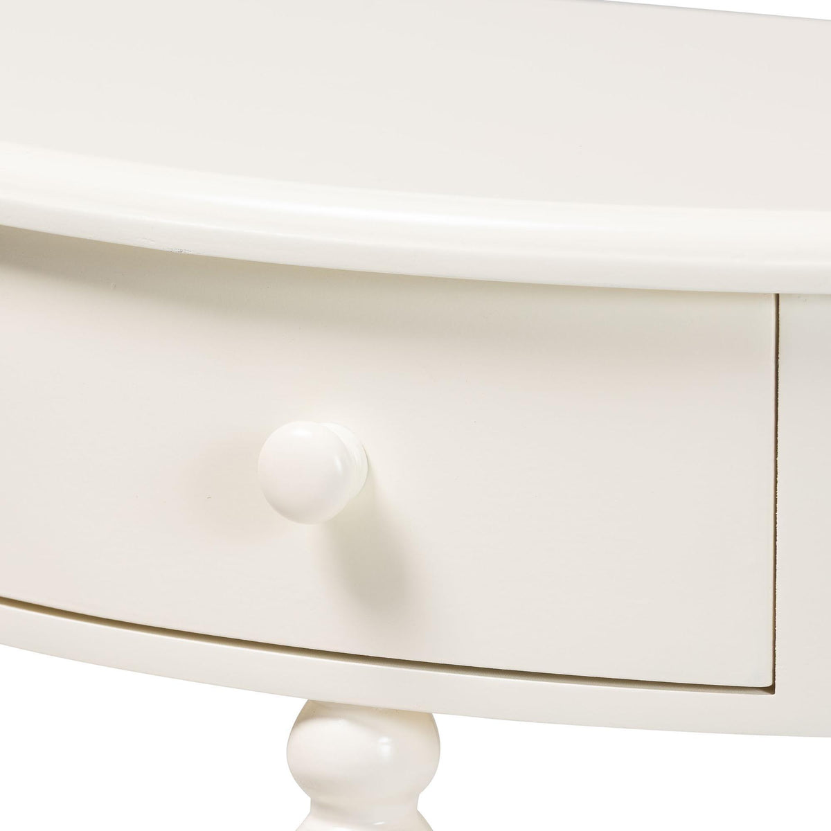 Raynera Bobbin-Leg Demilune Console Table - Half-Moon Accent Table with 1 Drawer and Open Shelf, Cottage Farmhouse Entryway or Living Room Furniture