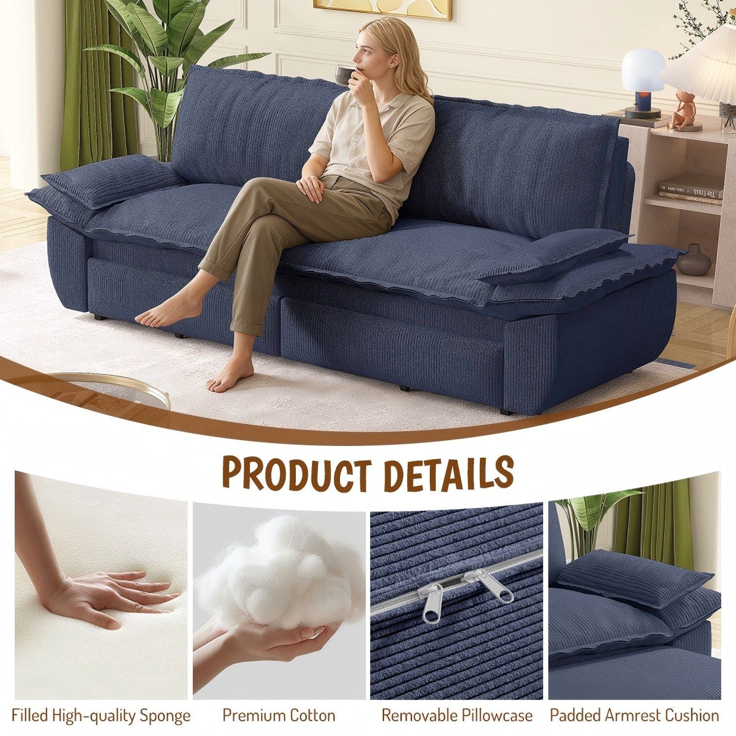 Queen Pull Out Bed, 3 In 1 Convertible Sleeper Sofa