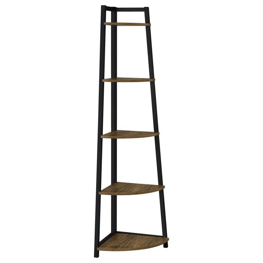 Coaster Fine Furniture Jacksonville - 5-Shelf Bookshelf - Black And Aged Walnut | Meri Furniture