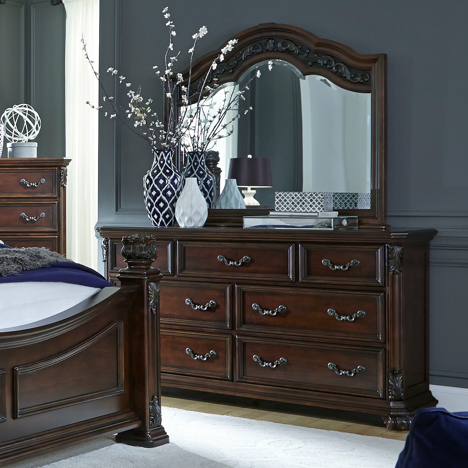 Liberty Furniture Messina Estates - Dresser & Mirror - Dark Brown | Meri Furniture