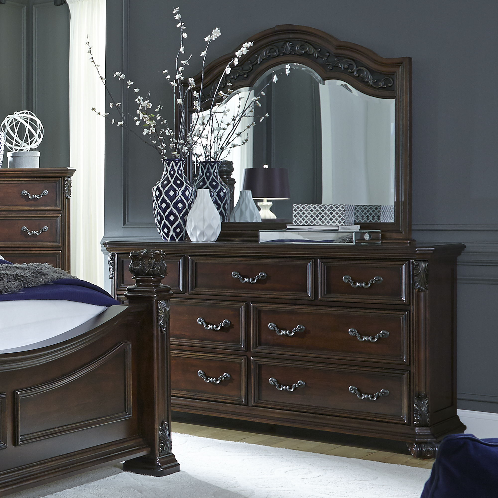 Liberty Furniture Messina Estates - Dresser & Mirror - Dark Brown | Meri Furniture