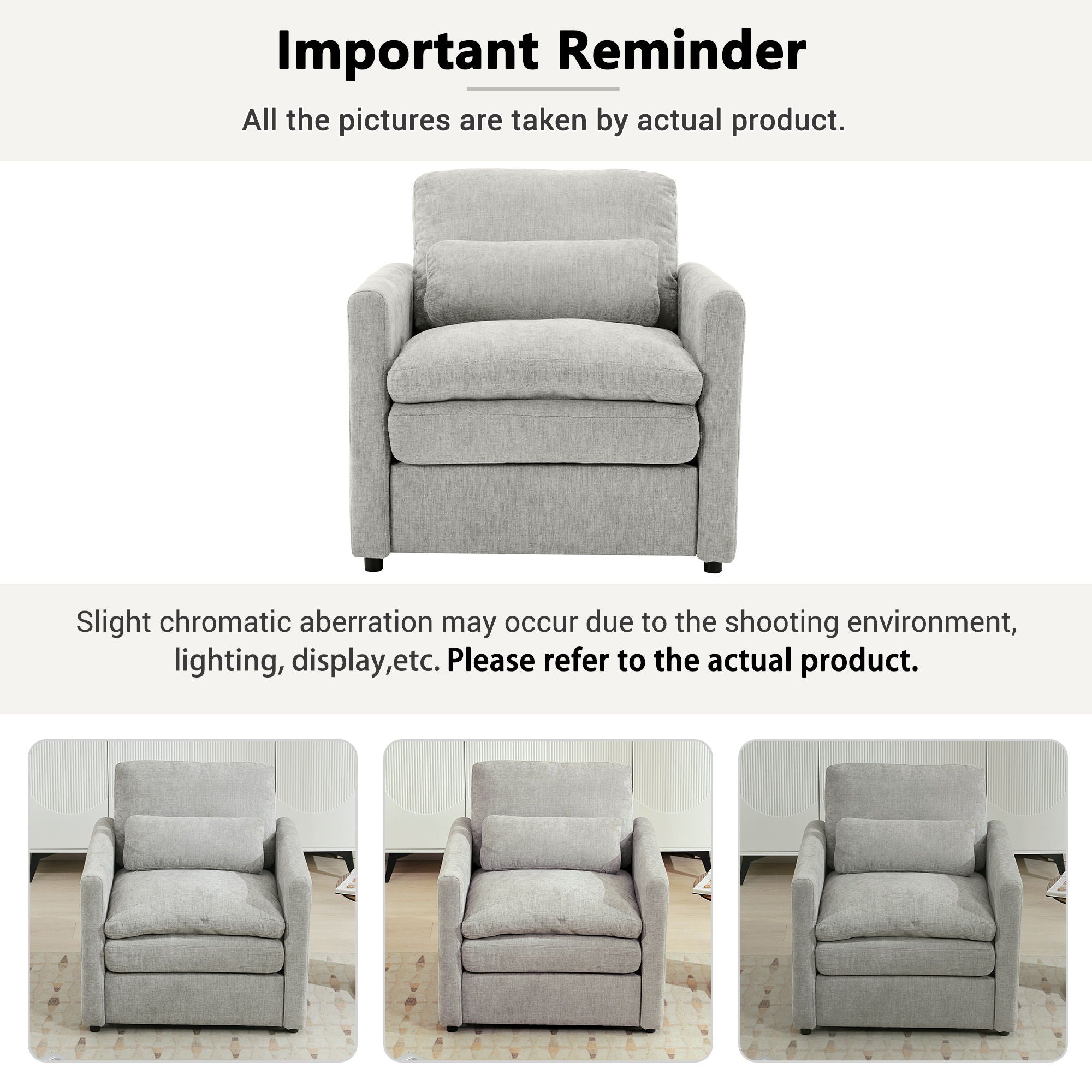 Cozy Upholstered Plush Cushion Armchair For Living Room