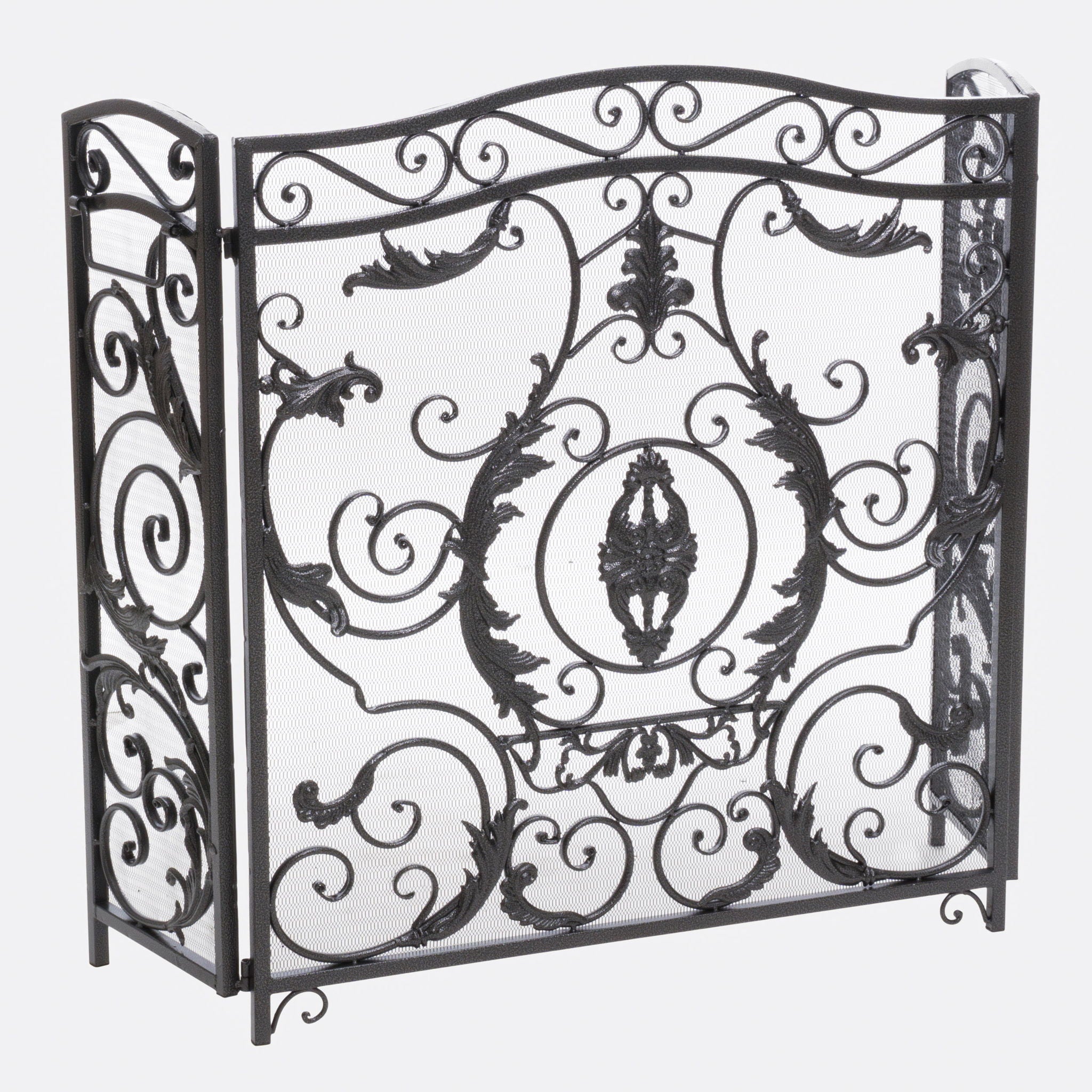 Mariella - Traditional Floral Iron Fireplace Screen With Ornate Design