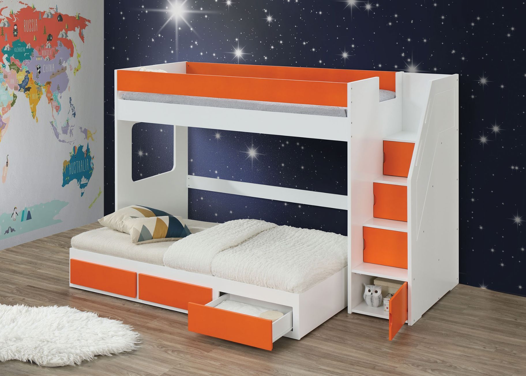 ACME Lawson - Loft Bed - White & Orange | Meri Furniture