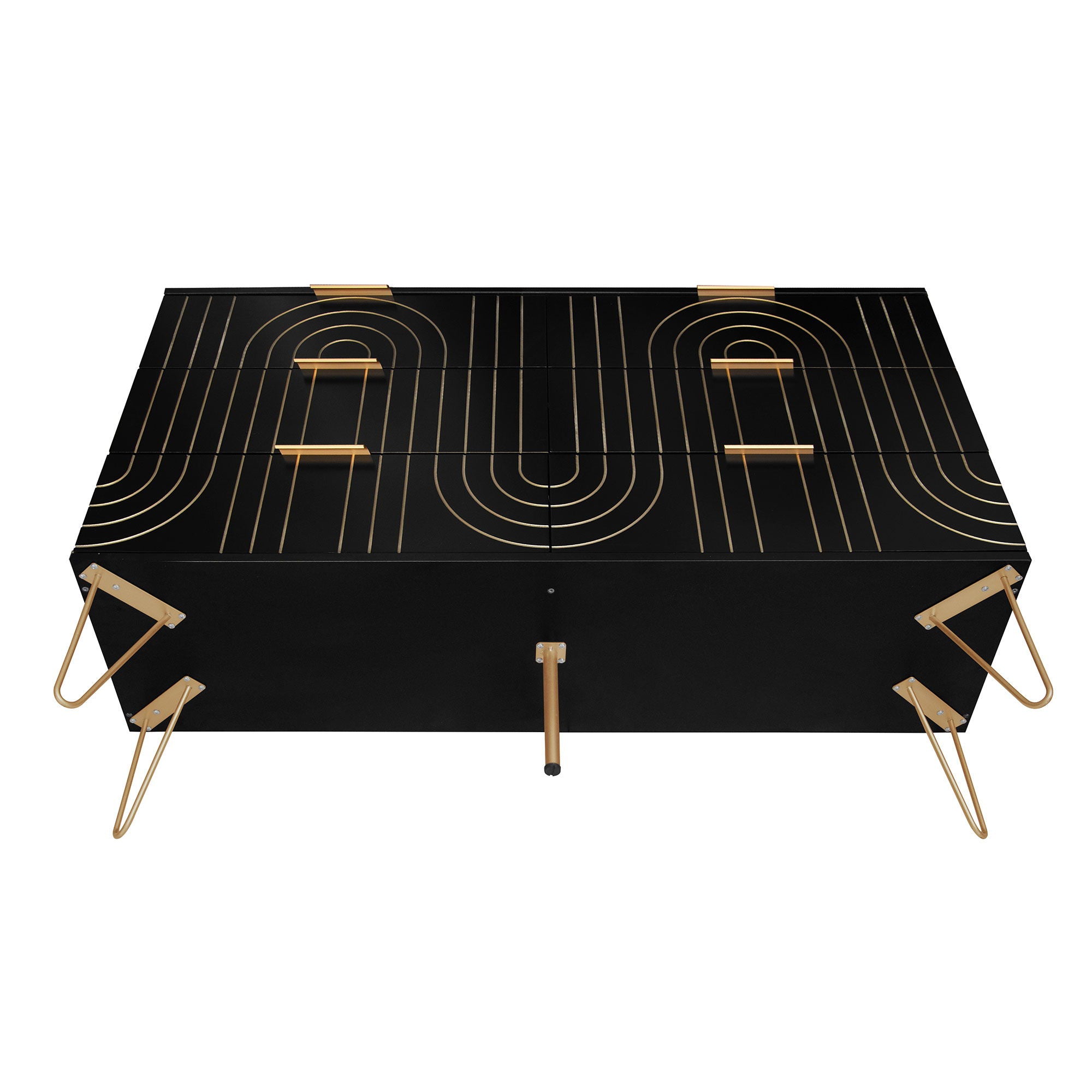 Modern 6 Drawer Dresser, Modern Dresser With Metal Handles, Storage Chest Of Drawer, Wide Dresser Drawer Organizers With Carving Design For Bedroom, Living Room, Hallway - Black