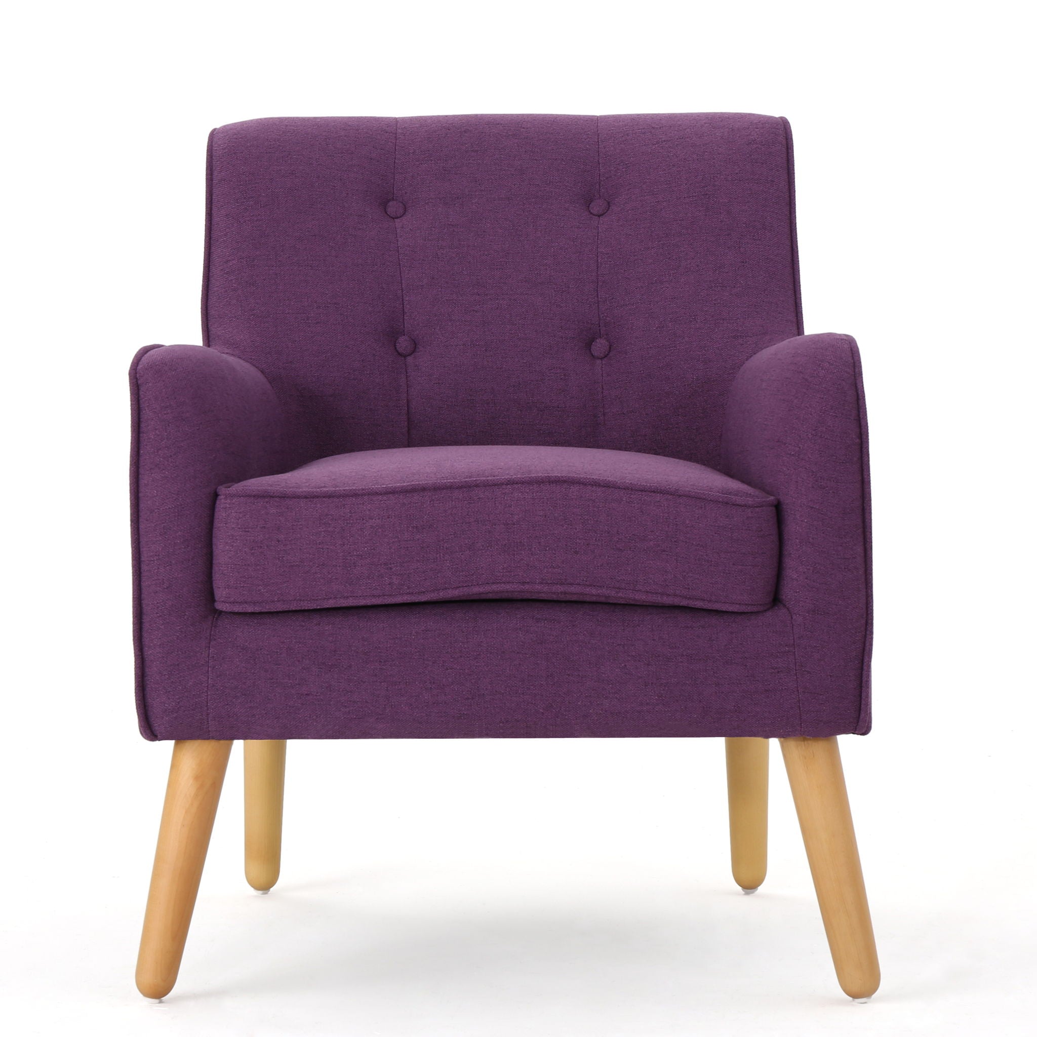 Modern Arm Chair With Tufted Back And Wooden Legs
