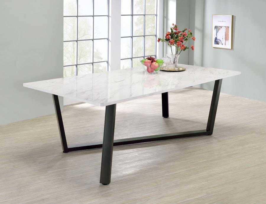 Coaster Fine Furniture Mayer - Rectangular Faux Marble Dining Table - White | Meri Furniture