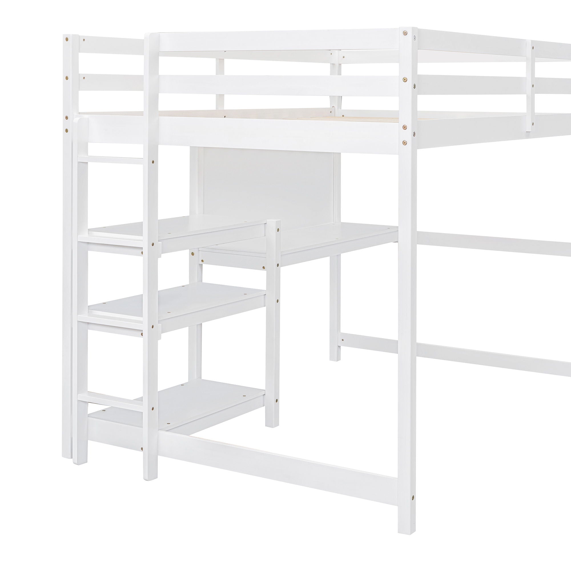 Loft Bed With Shelves, Desk And Writing Board