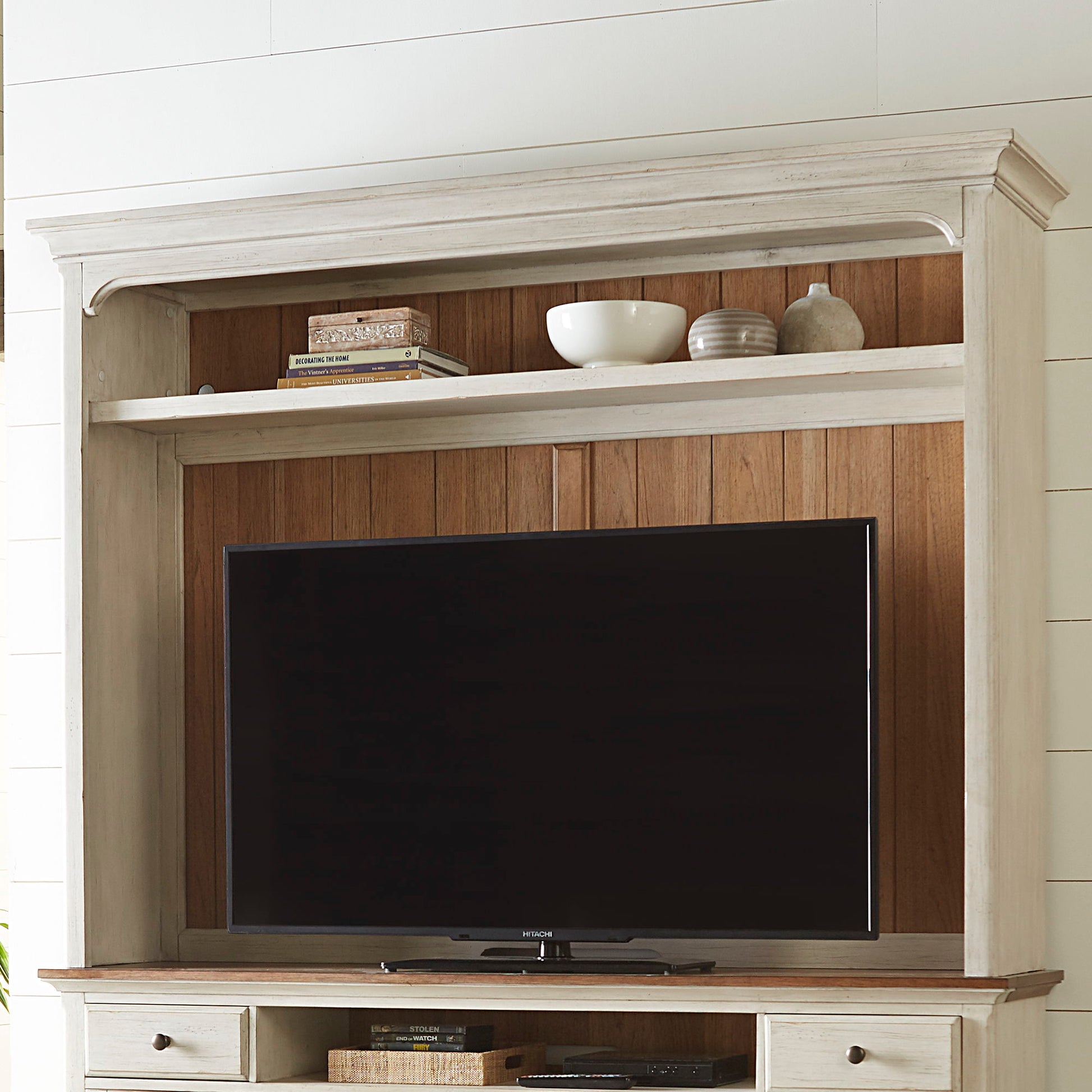 Liberty Furniture Farmhouse Reimagined - Entertainment Hutch - White | Meri Furniture