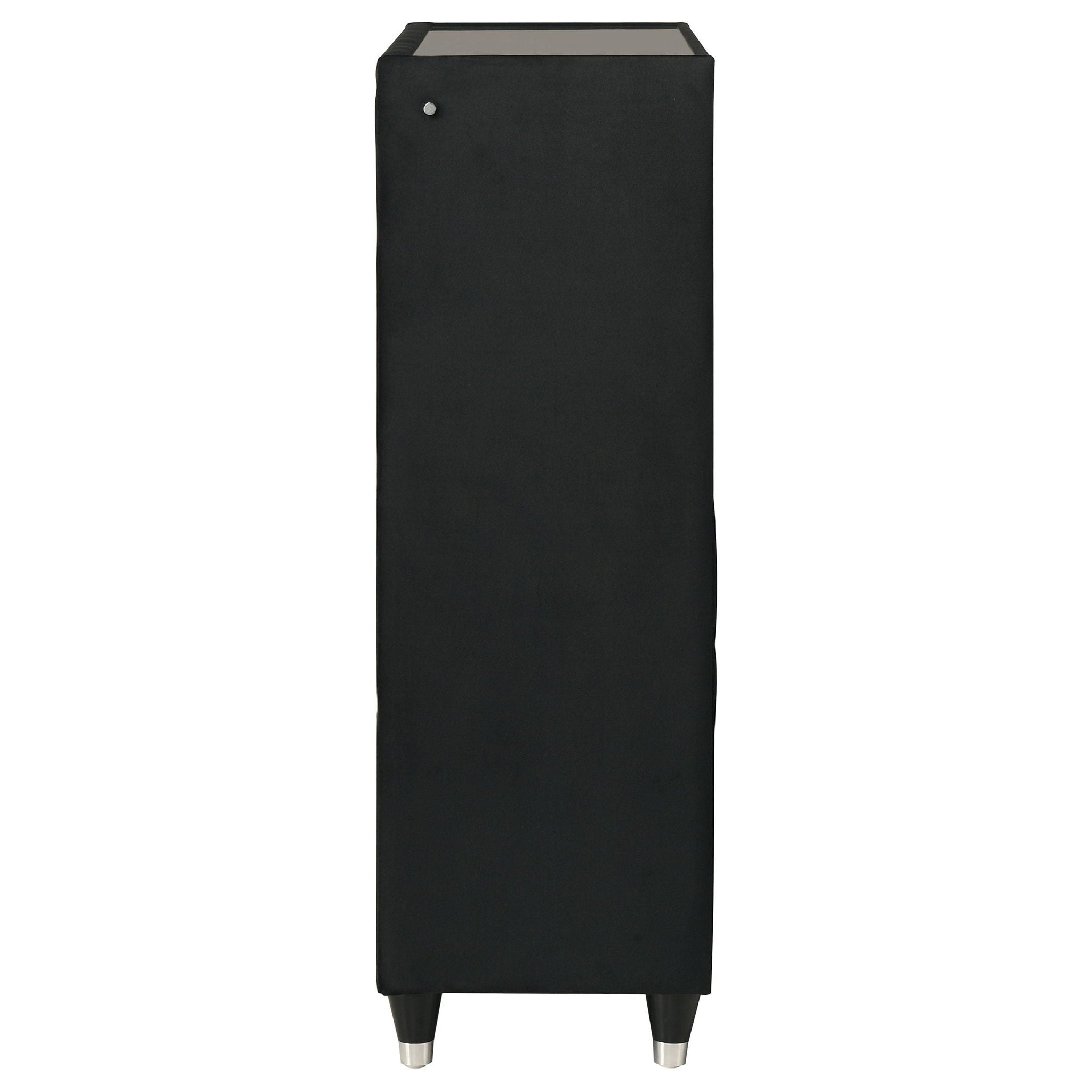 Ravenne 5-drawer Velvet Upholstered LED Chest of Drawers Black