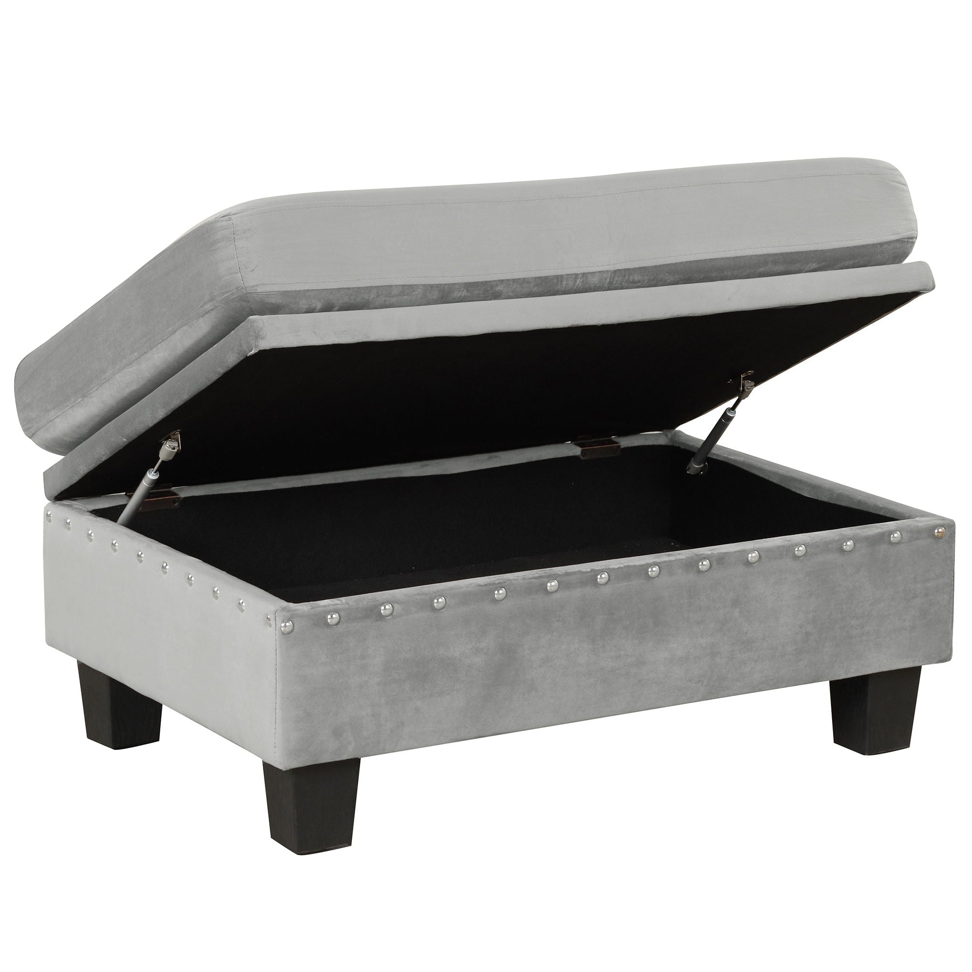 Modern Sectional Sofa With Storage Ottoman, L - Shape Couch With 2 Pillows And Cup Holders