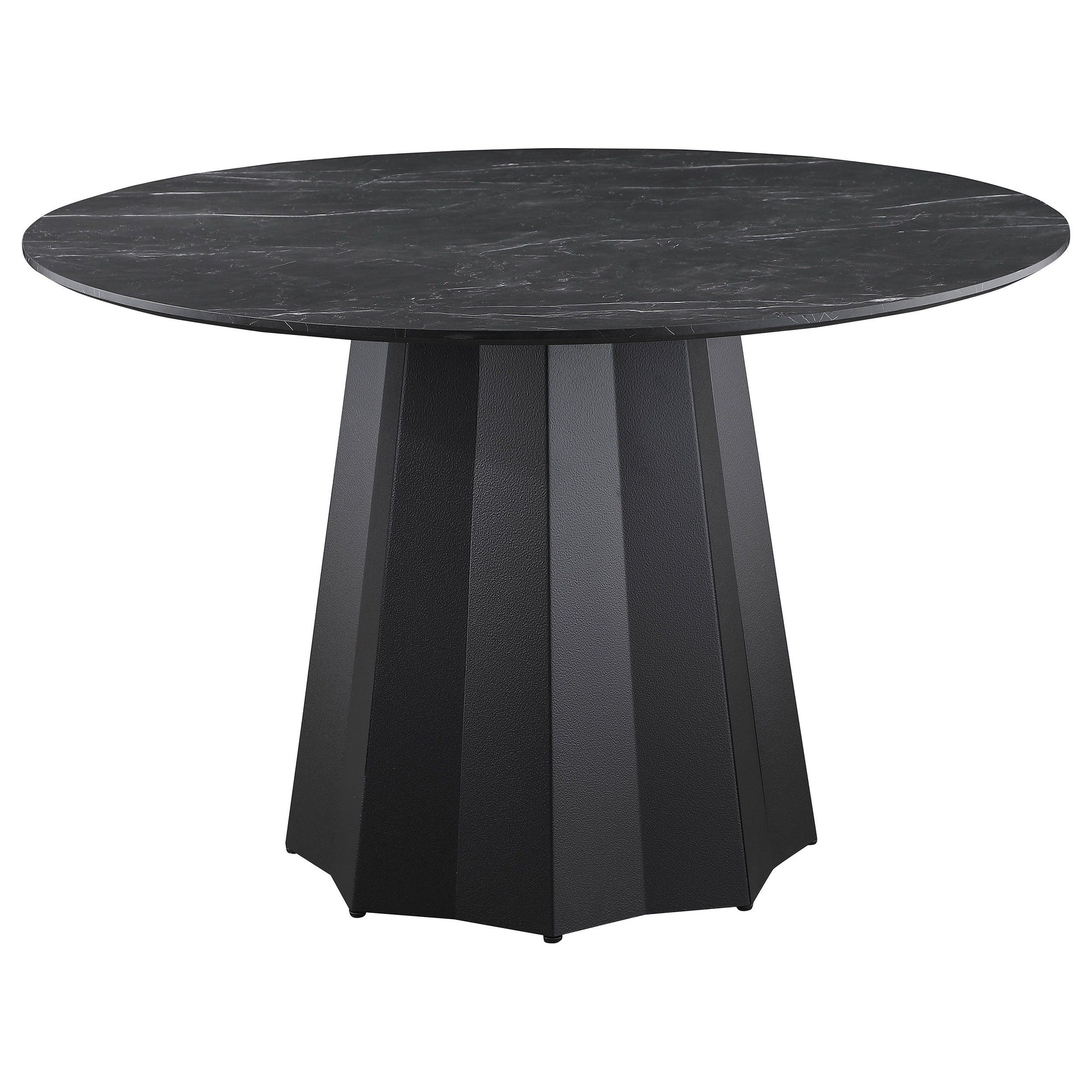 Coaster Fine Furniture Camden - Round Faux Marble Top Dining Table - Black | Meri Furniture