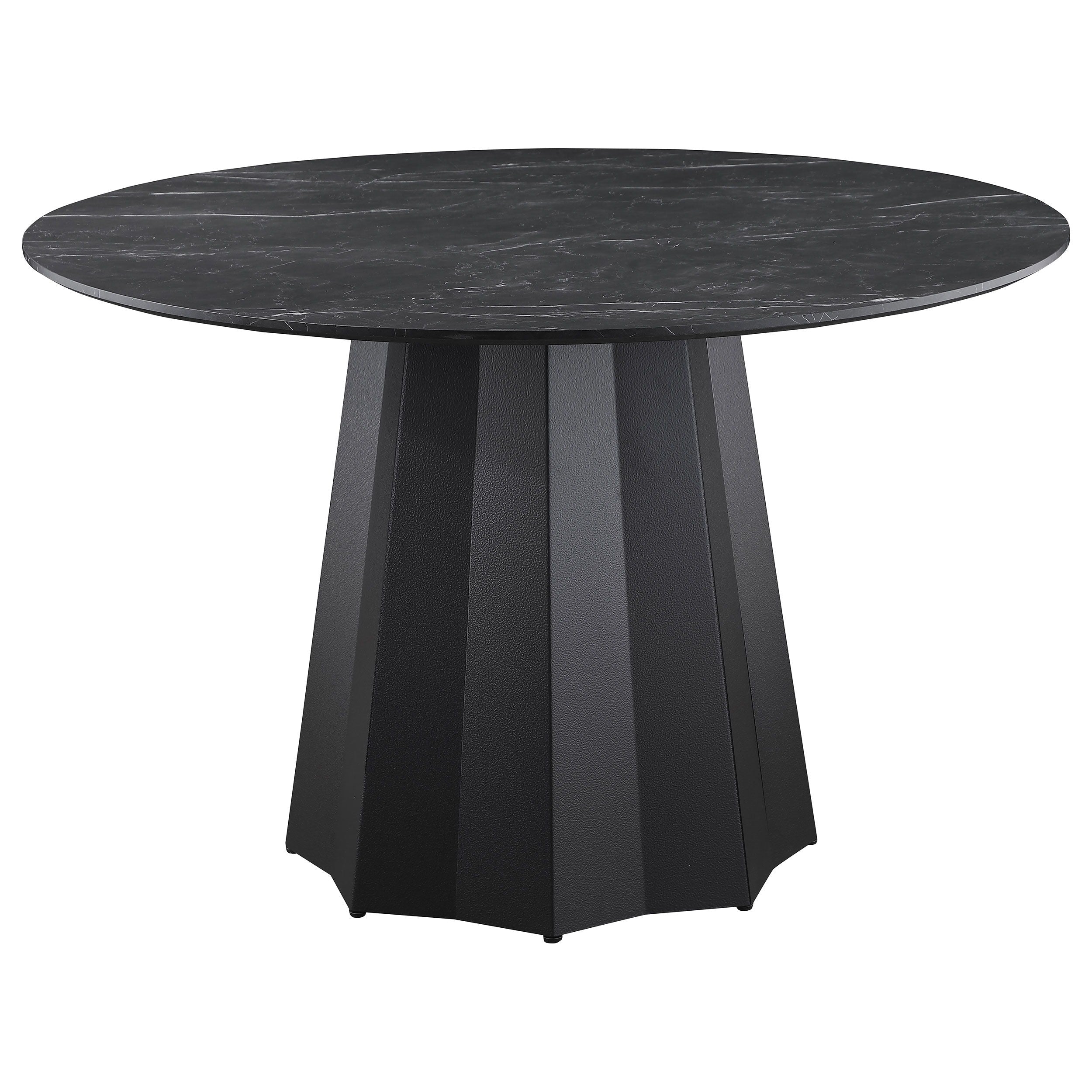 Coaster Fine Furniture Camden - Round Faux Marble Top Dining Table - Black | Meri Furniture