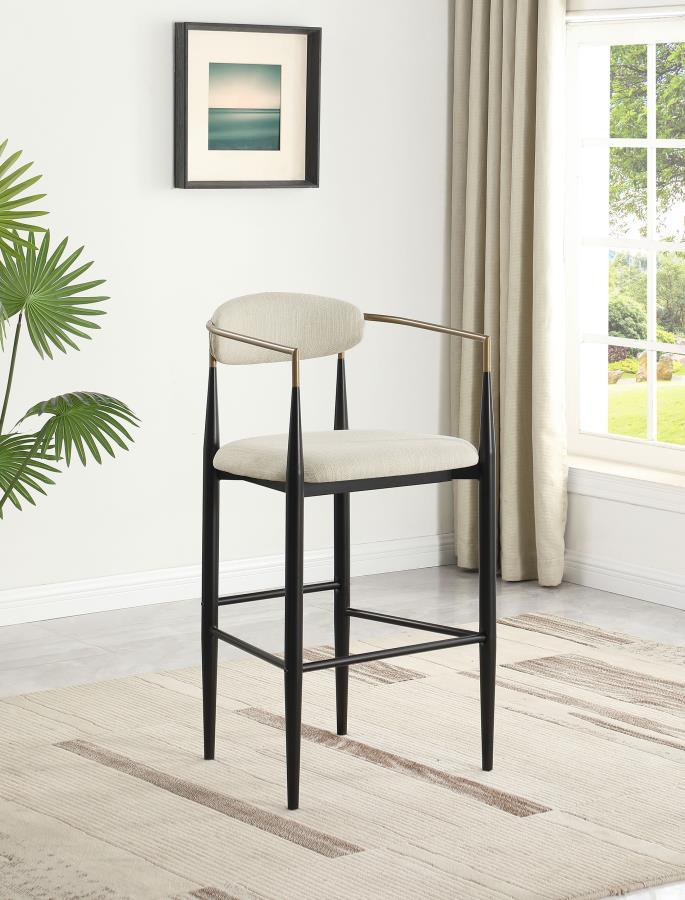 Coaster Fine Furniture Tina - Metal Pub Height Bar Stool With Upholstered Back And Seat (Set of 2) | Meri Furniture