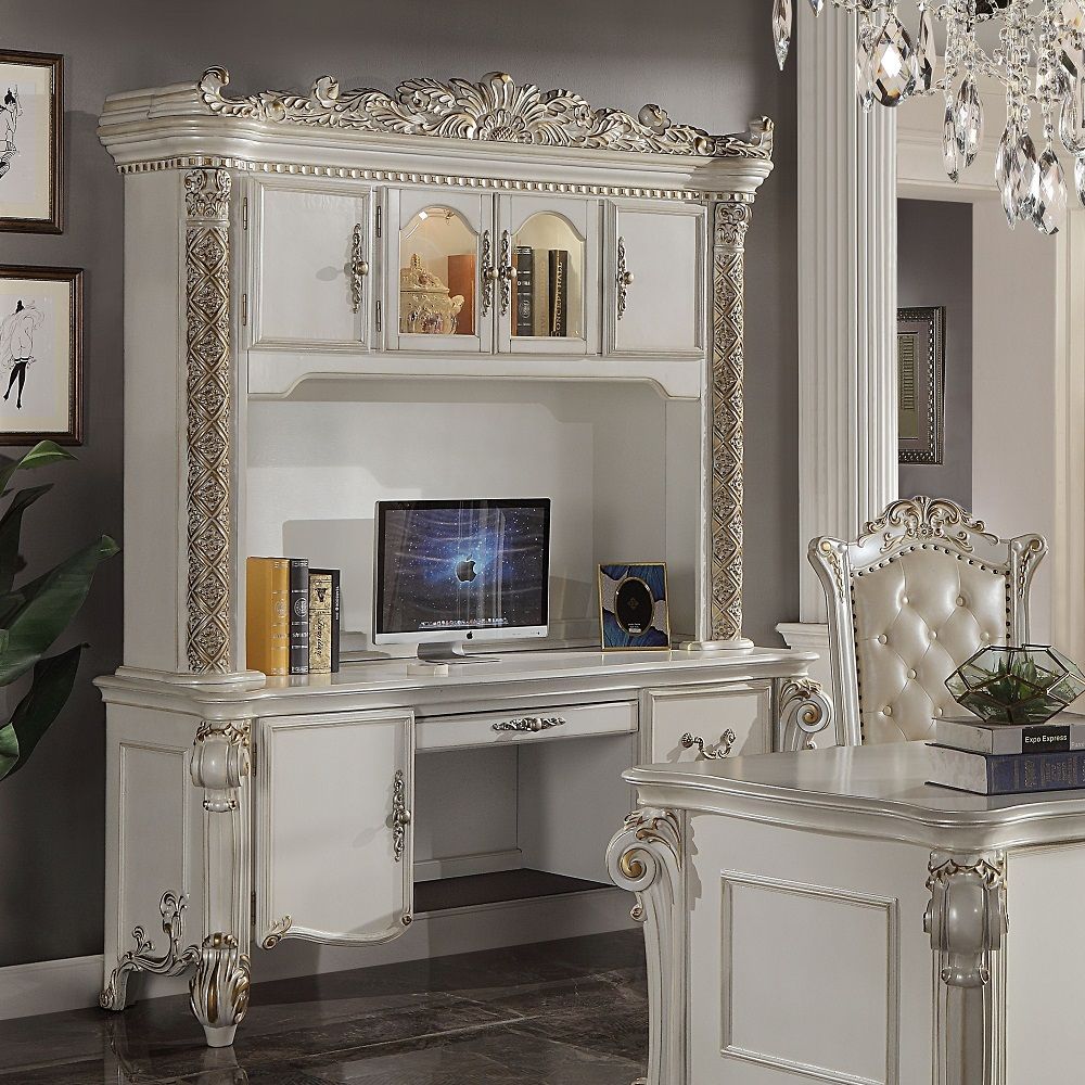 ACME Vendome - Computer Desk & Hutch - White | Meri Furniture