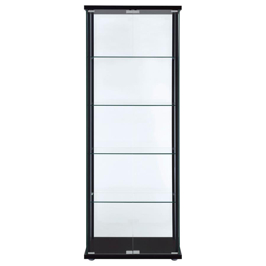 Coaster Fine Furniture Delphinium - 5-Shelf Clear Glass Curio Display Cabinet - Black | Meri Furniture