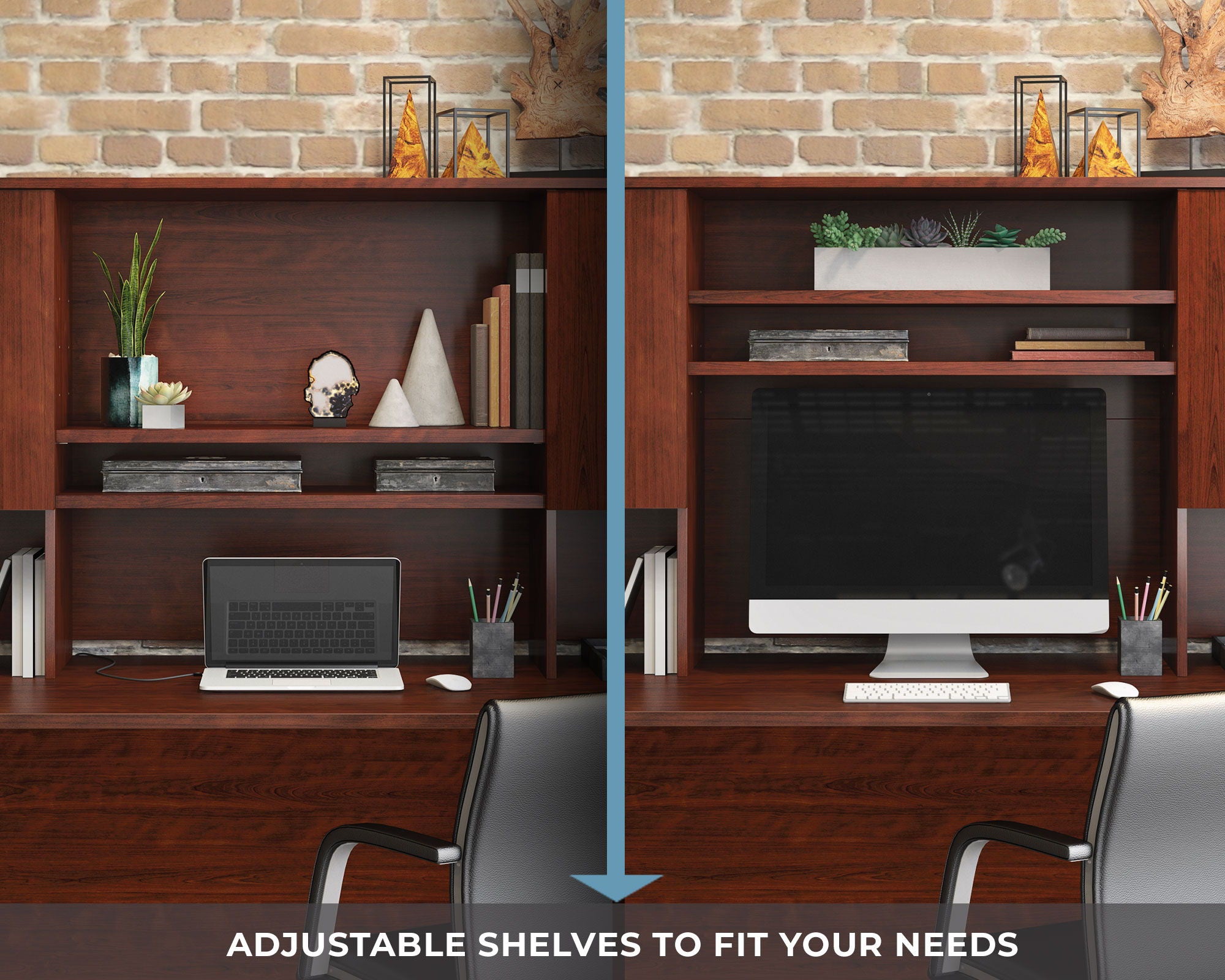 Commercial Storage Hutch for Desk in Cherry