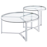 Delia - 2 Piece Round Glass Top Nesting Coffee Table